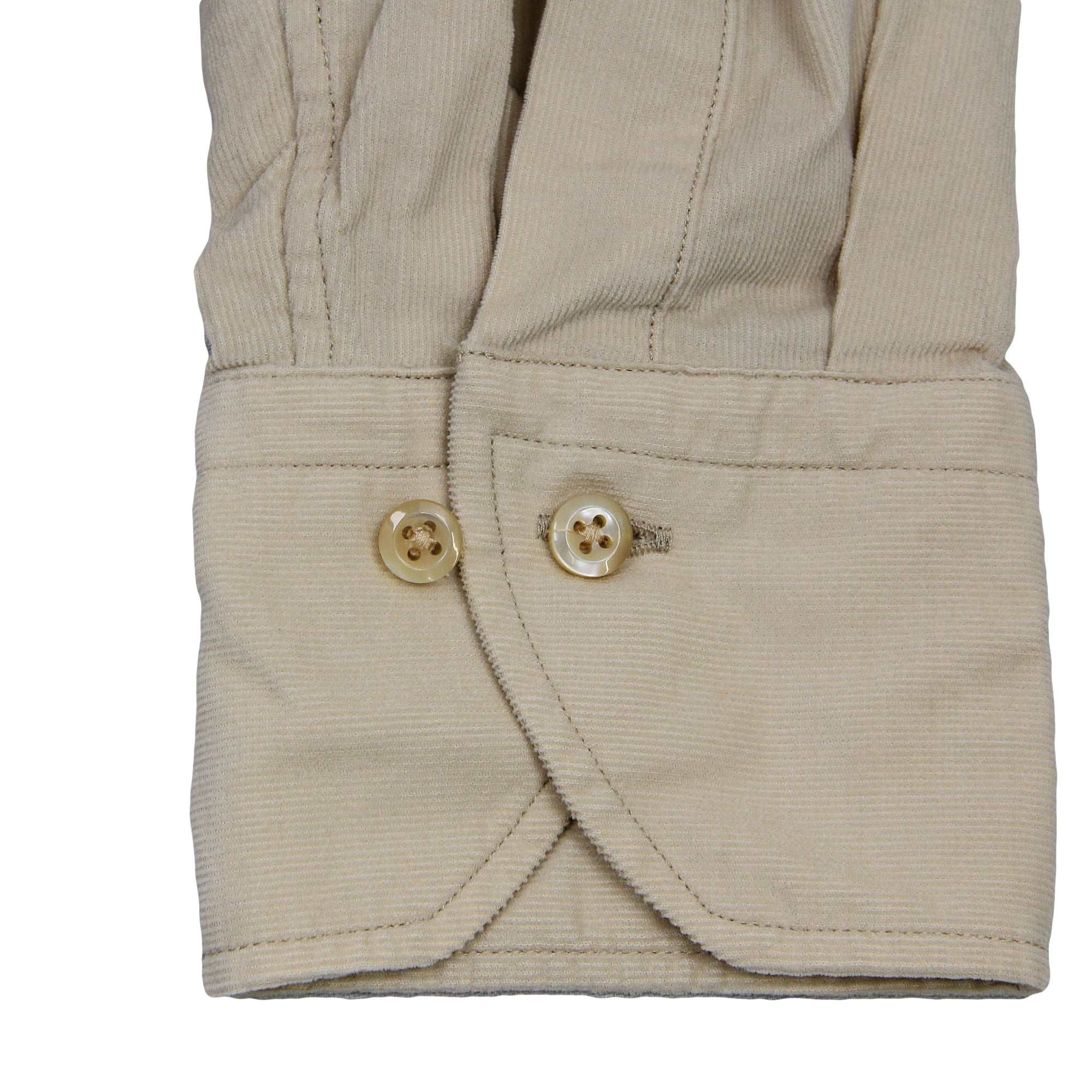 Beige Solid Corduroy Fitted Body Shirt - Stenströms - Image 3