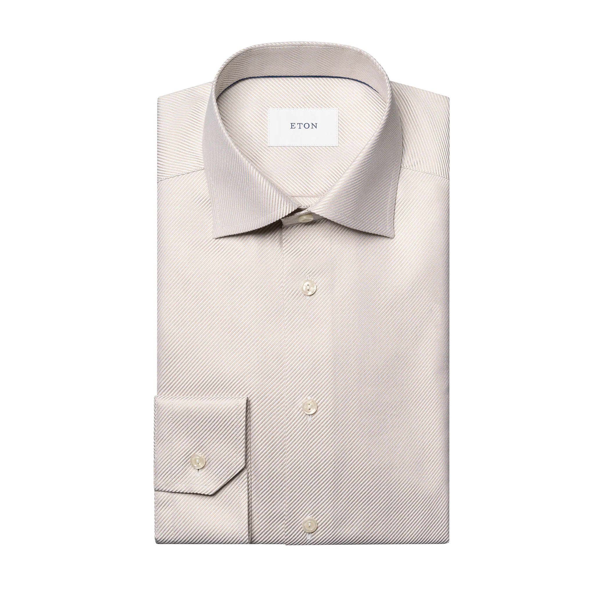 Beige Solid King Twill Contemporary Fit Dress Shirt - ETON