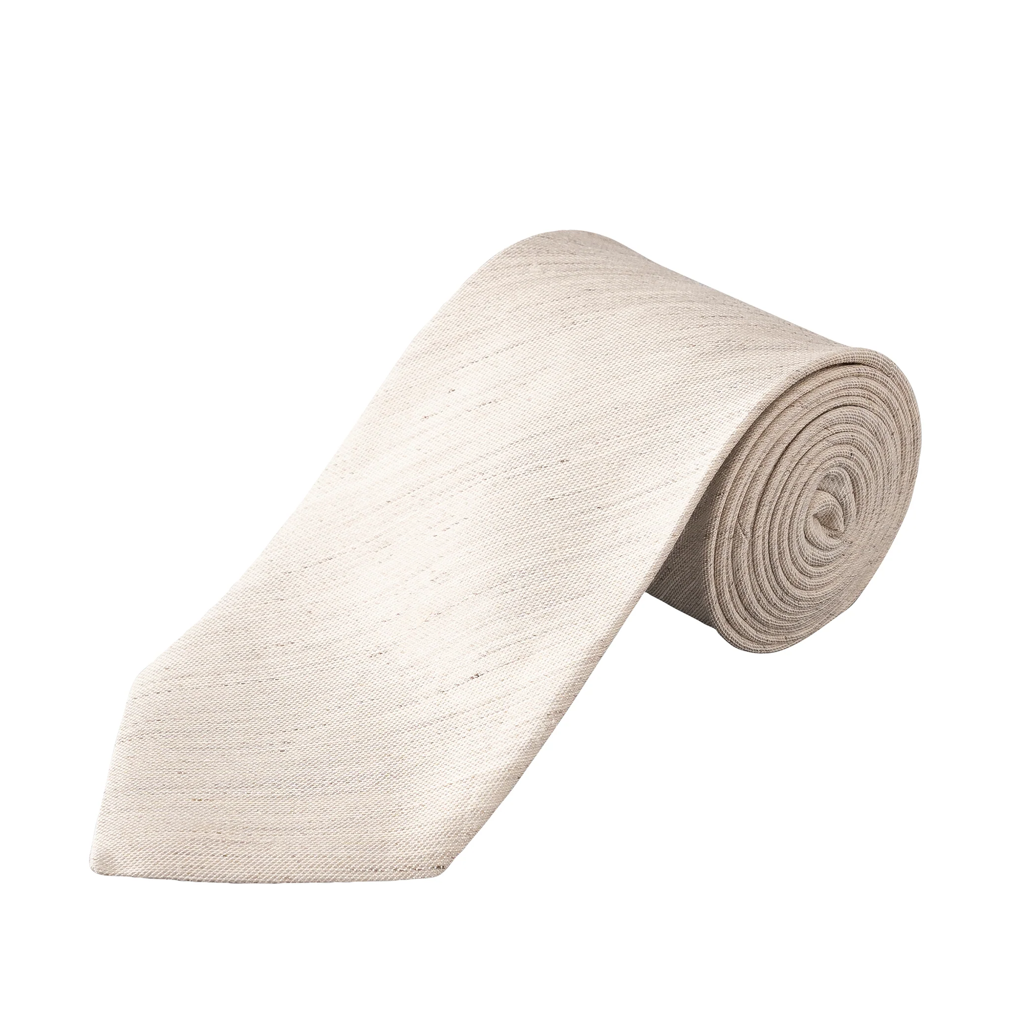 Beige Solid Silk-Linen Tie - ETON