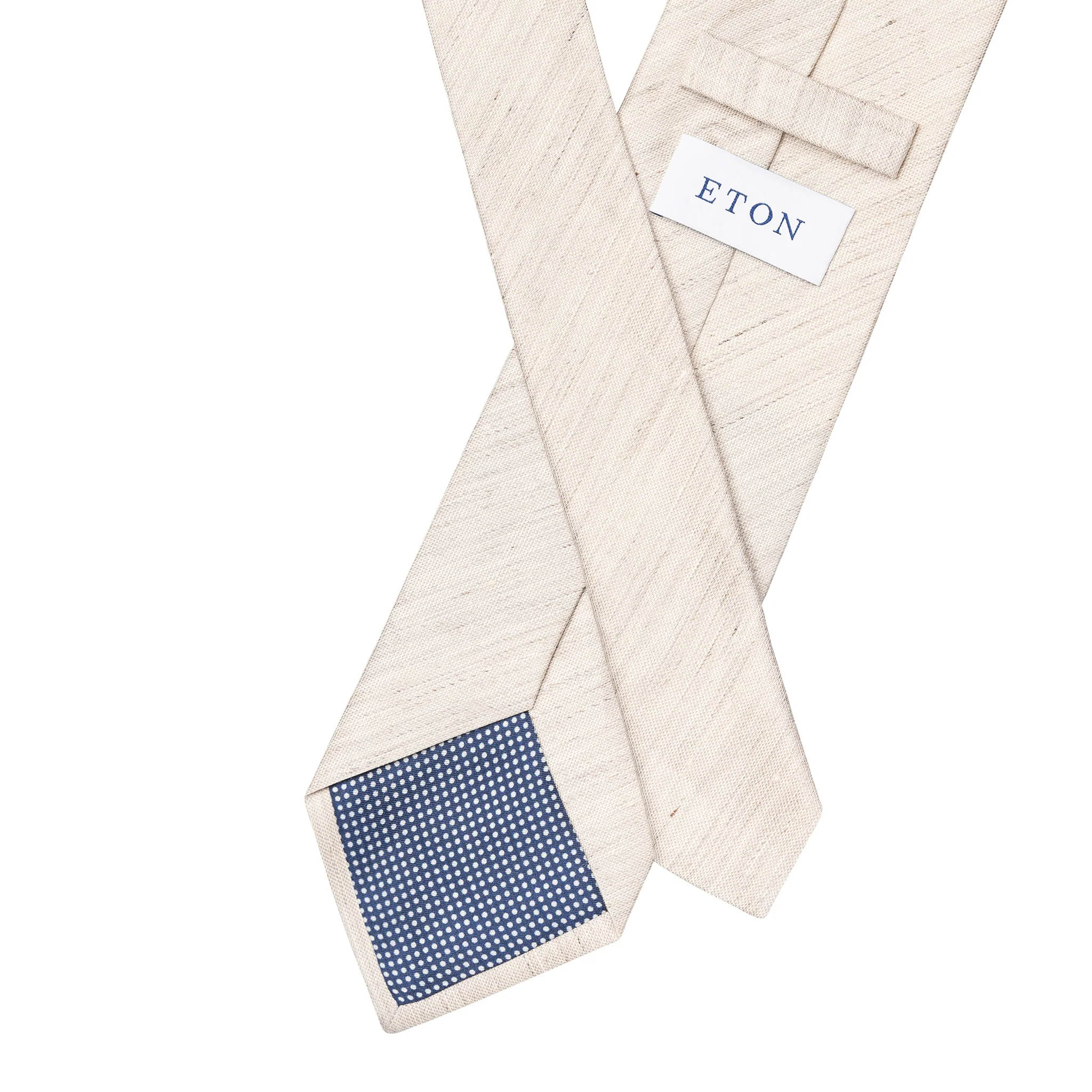 Beige Solid Silk-Linen Tie - ETON - Image 2