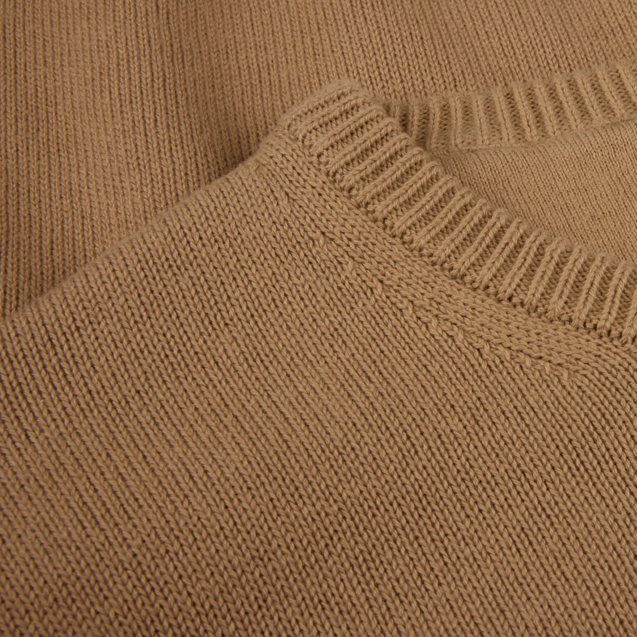 Beige Textured Cotton Crew Neck Sweater - Stenströms - Image 3