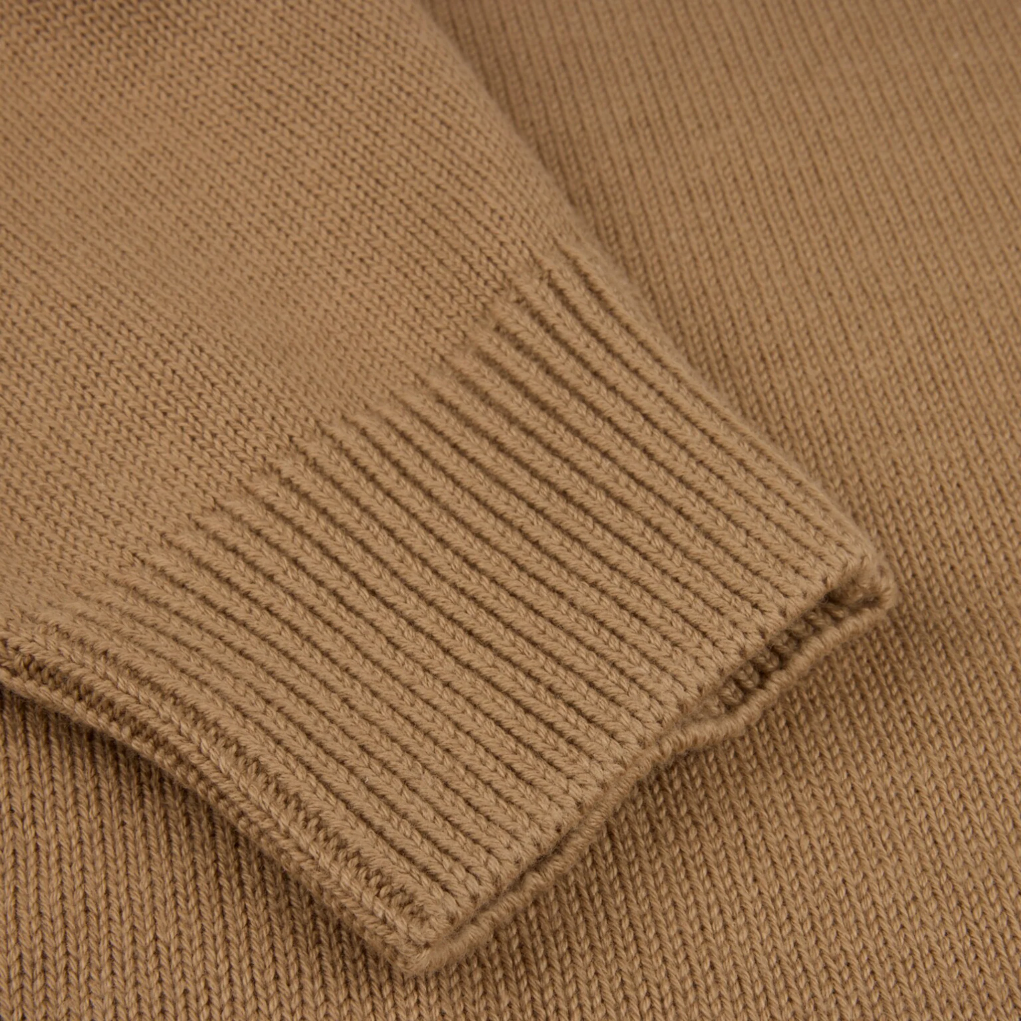 Beige Textured Cotton Crew Neck Sweater - Stenströms - Image 4