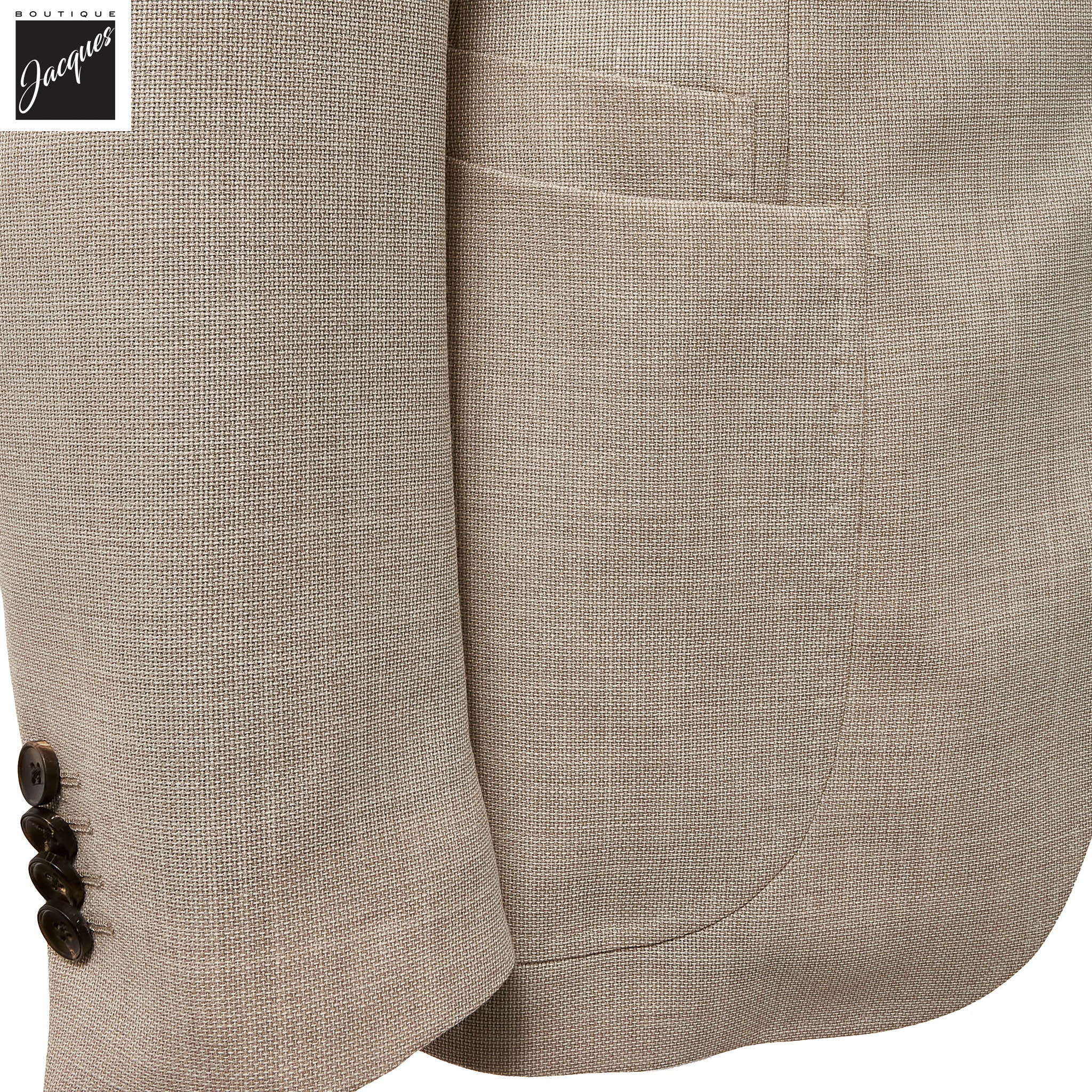Beige Textured Hopsack Wool Dream Fit Sport Jacket - Luigi Bianchi - Image 6