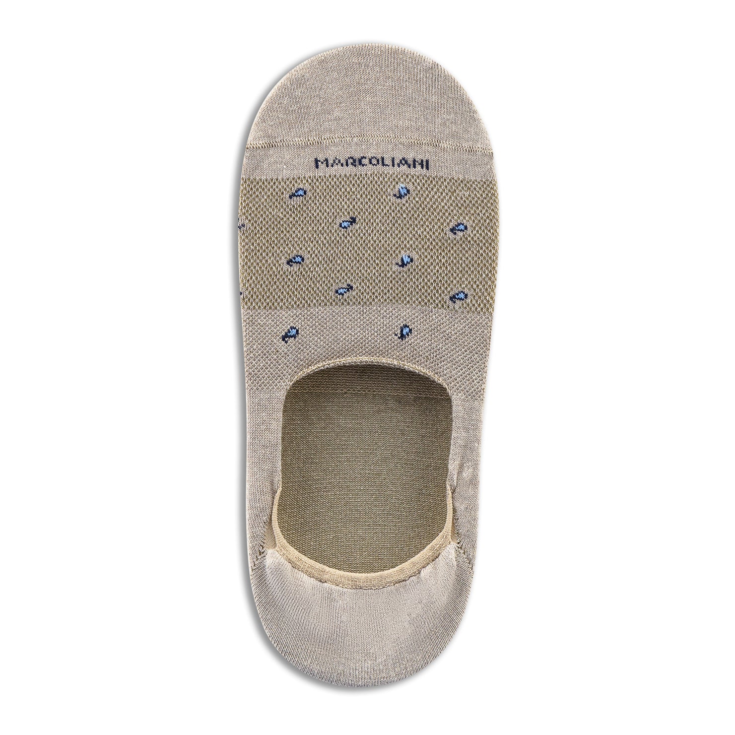 Beige Tiny Paisley Motif Invisible Touch No-Show Socks - Marcoliani