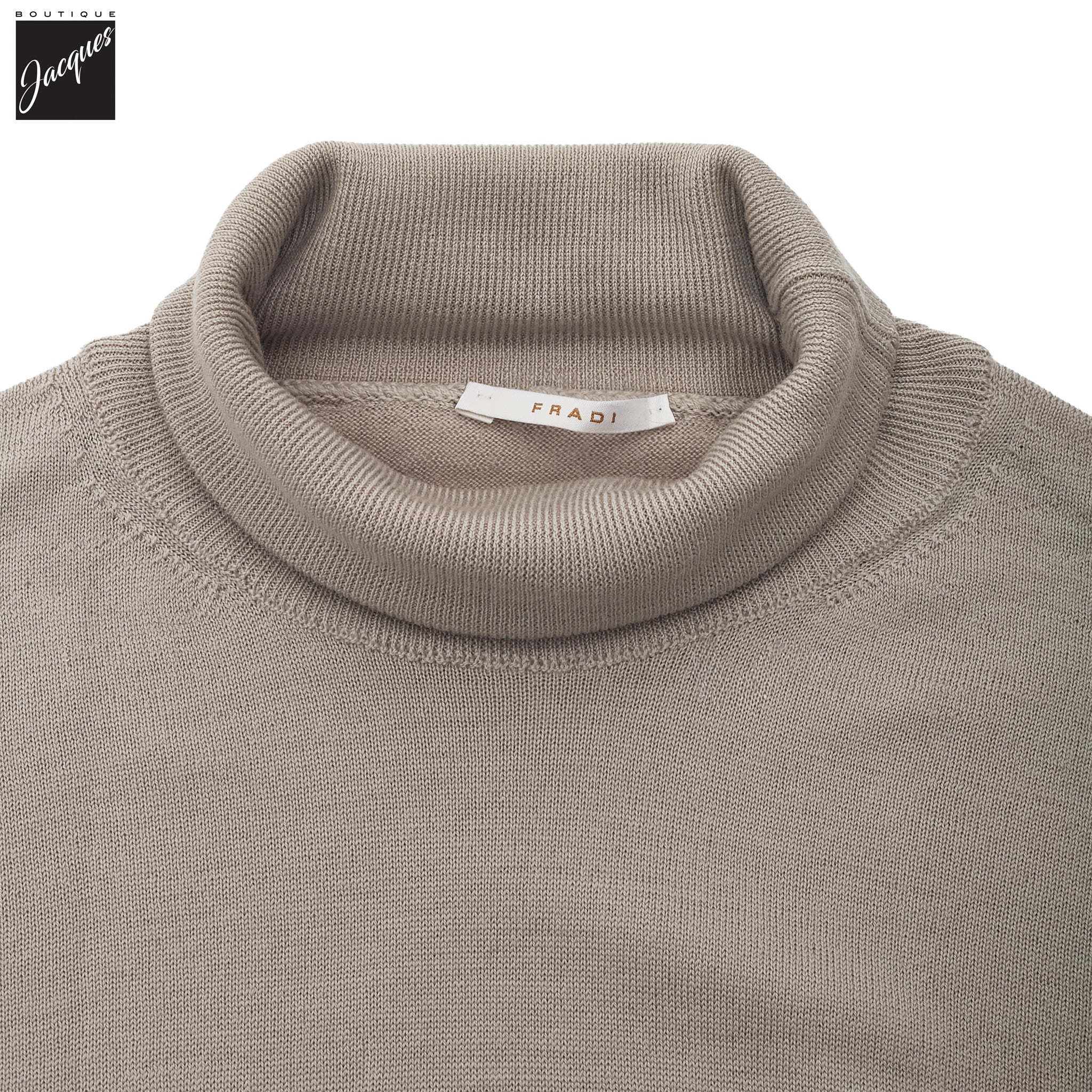 Beige Extra-Fine 14 Gauge Wool Turtleneck Sweater - Fradi - Image 3