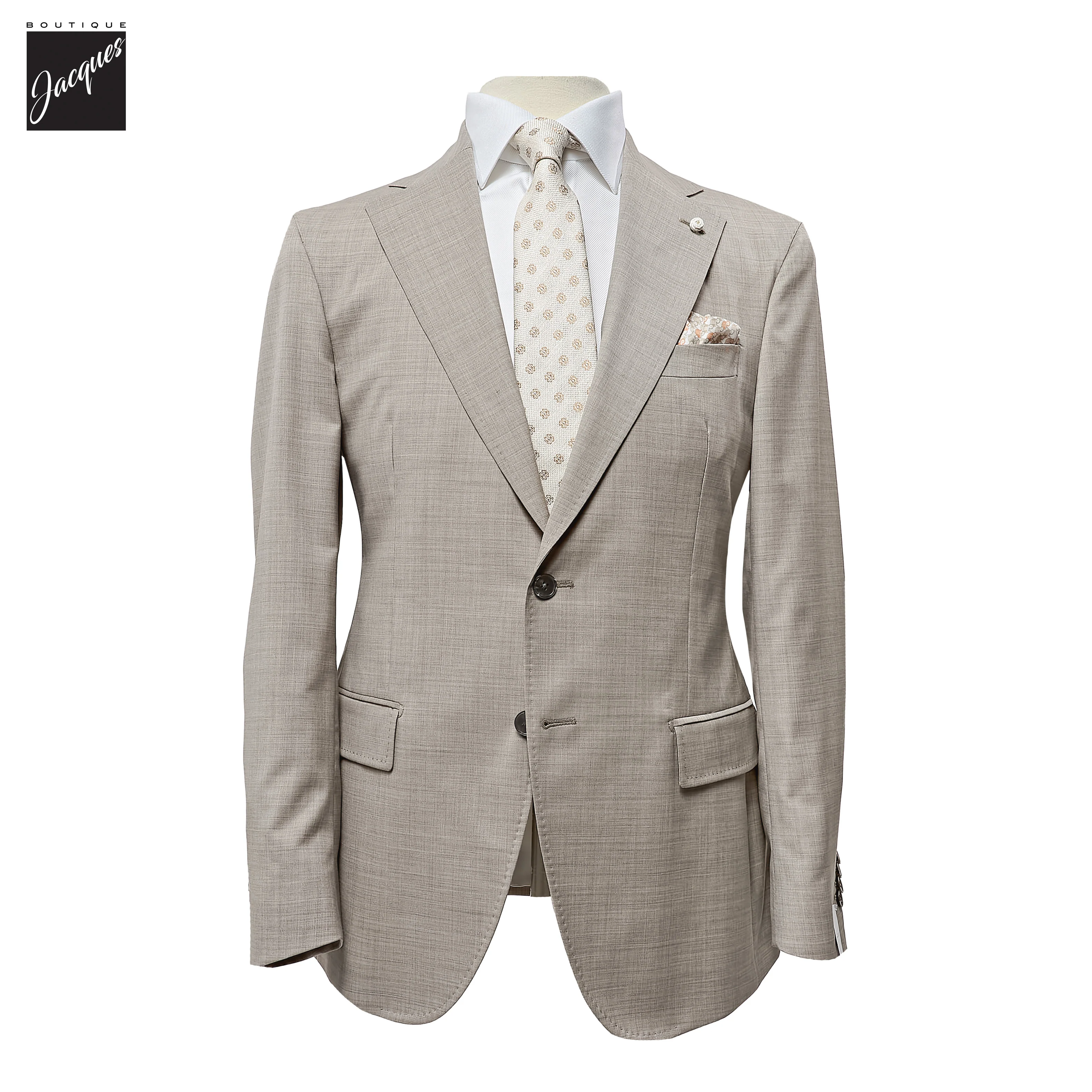 Beige Vitale Barberis Wool Cashmere Dream Contemporary Fit Suit - Luigi Bianchi