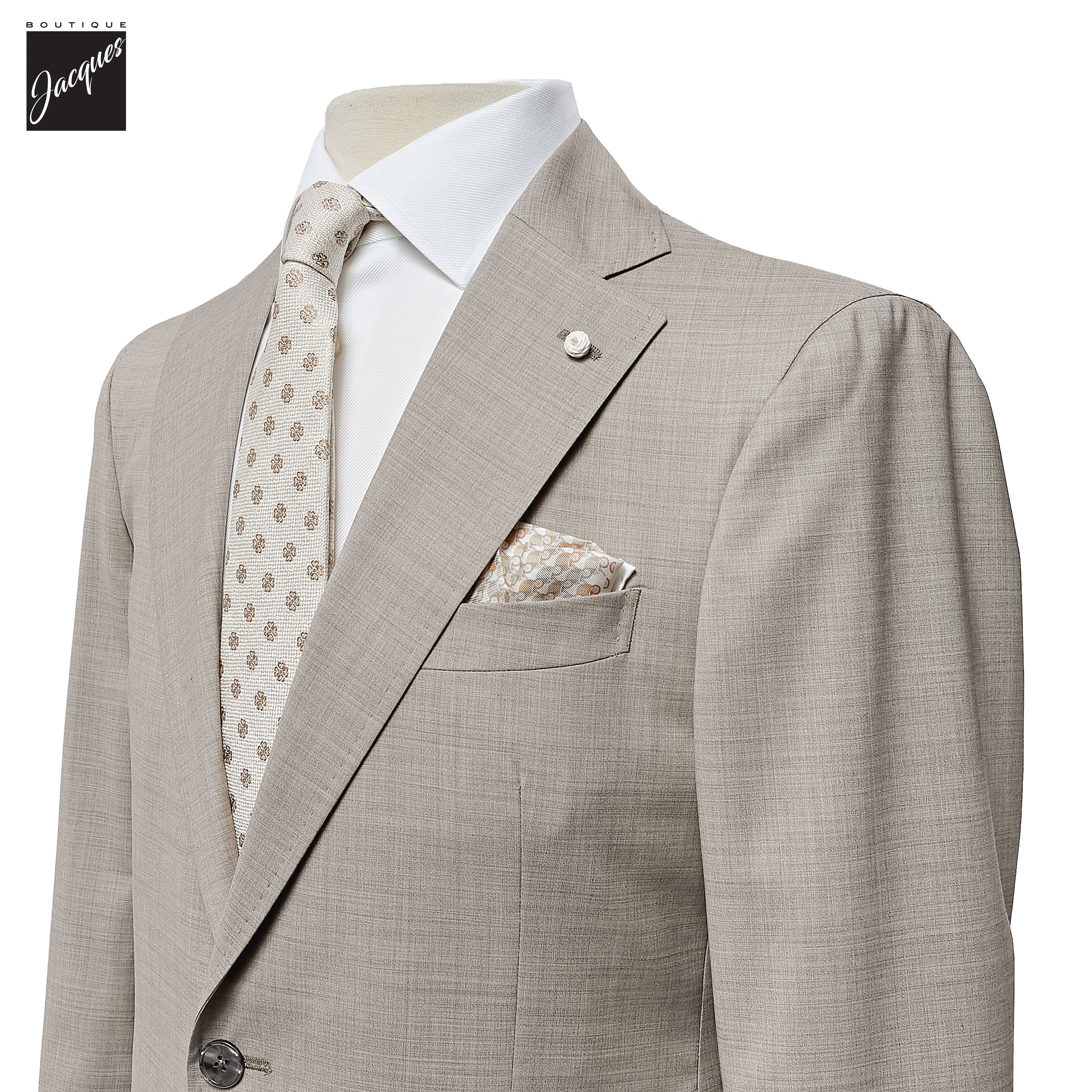 Beige Vitale Barberis Wool Cashmere Dream Contemporary Fit Suit - Luigi Bianchi - Image 2
