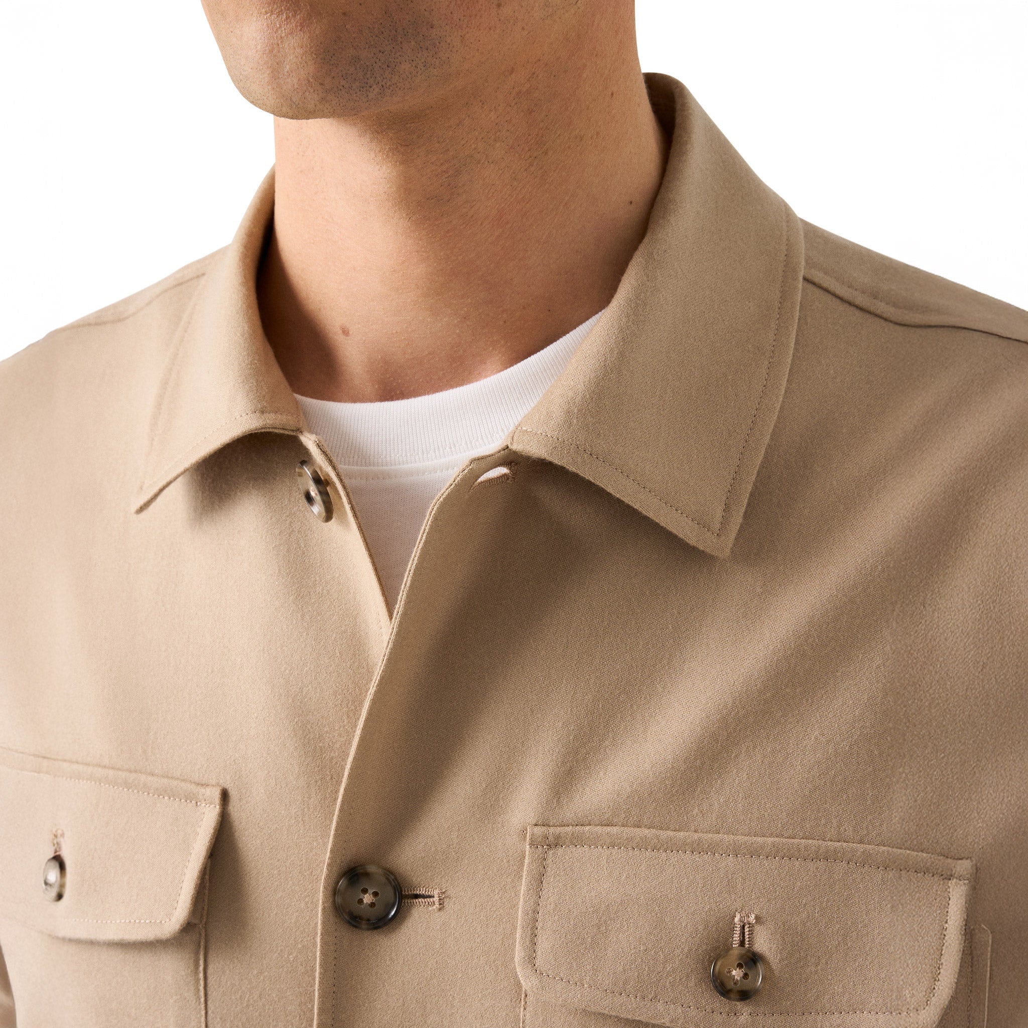 Beige Wool Four-Pocket Overshirt - ETON - Image 5