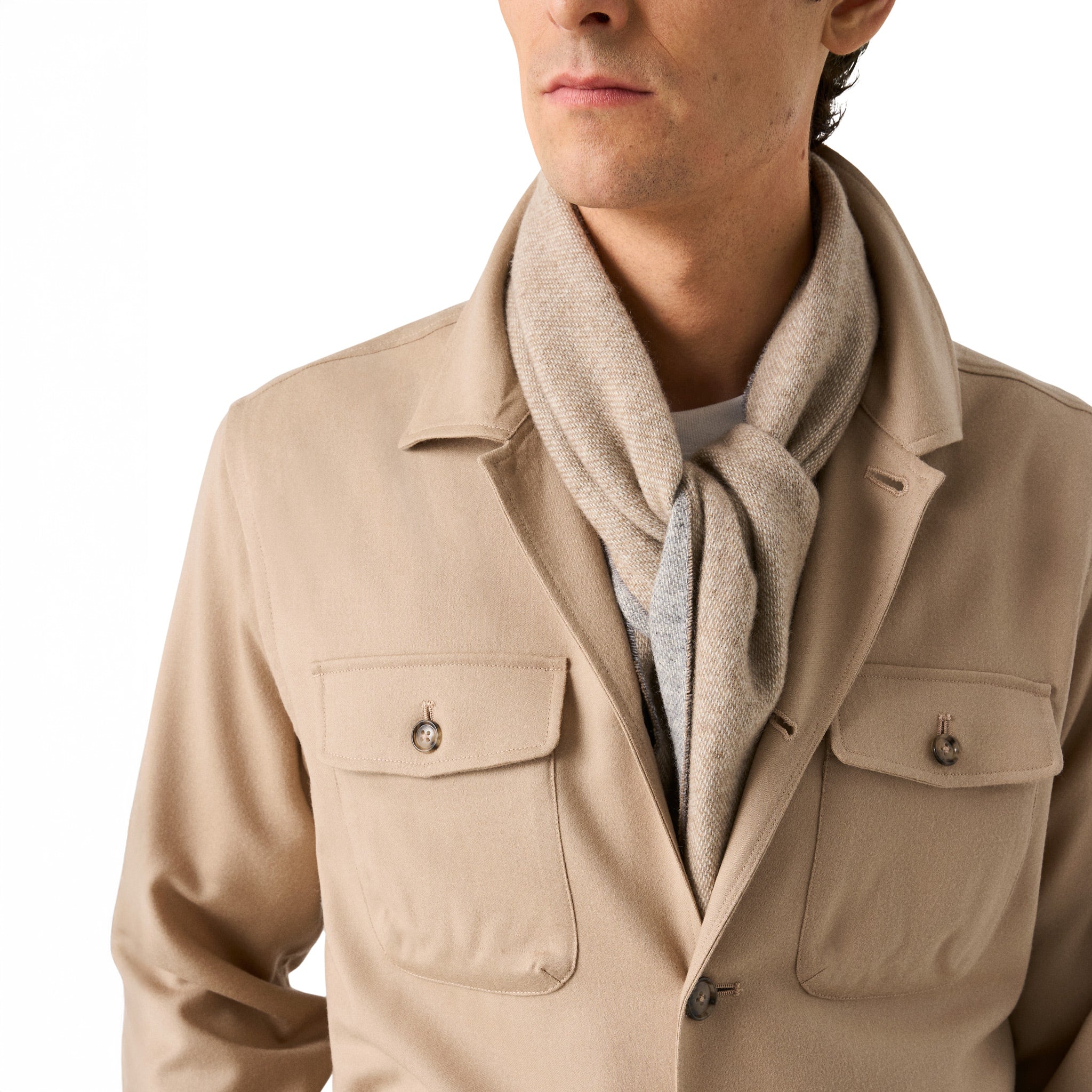 Beige Wool Four-Pocket Overshirt - ETON - Image 6