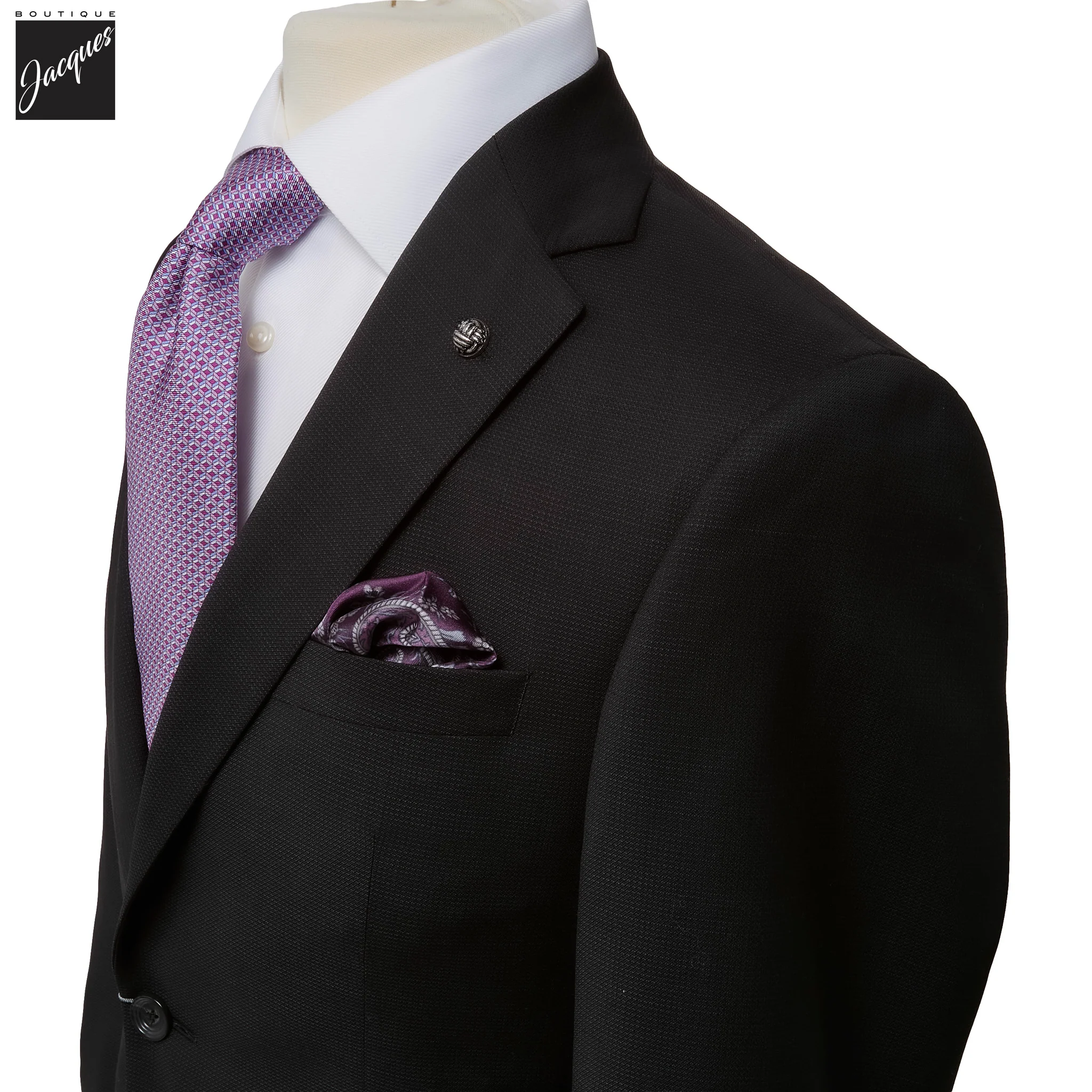 Black Semi-Solid Esprit Modern Fit Super 110s Wool Suit - Jack Victor - Image 2