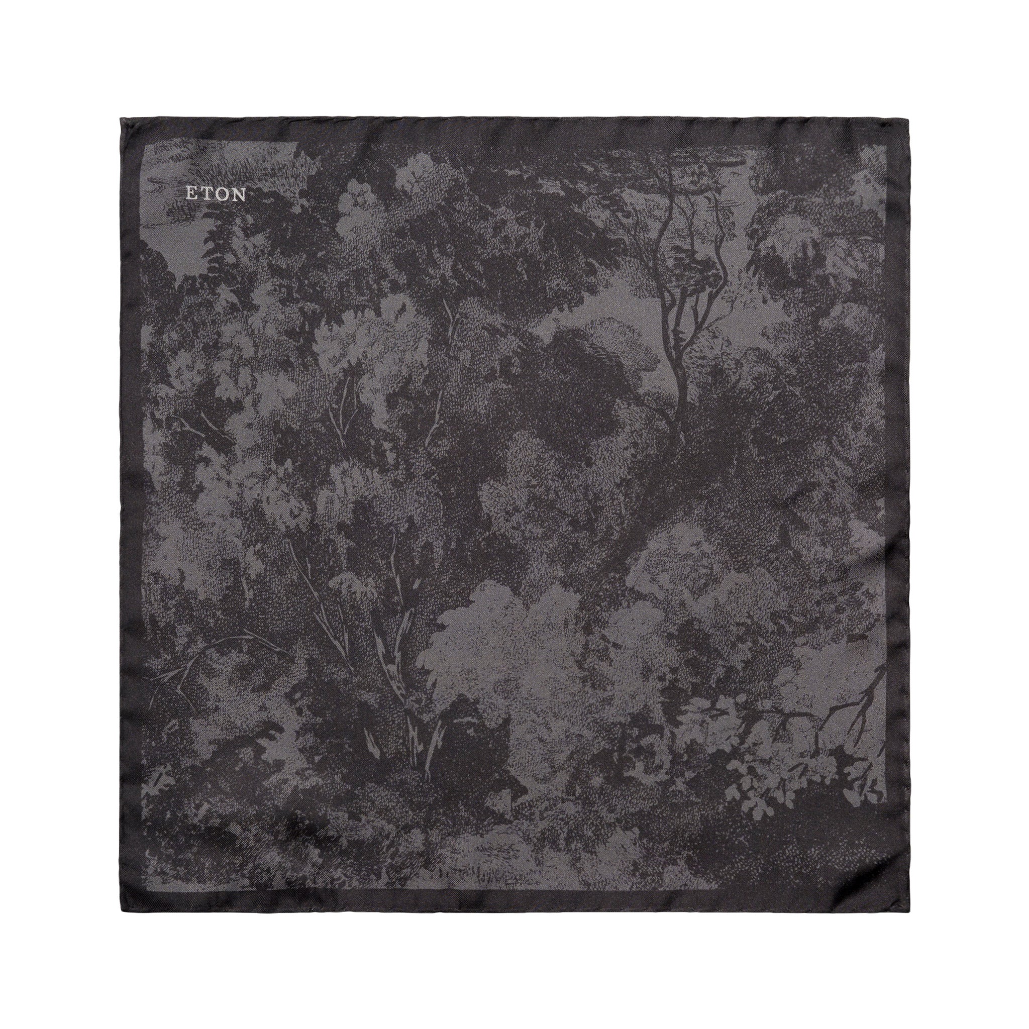 Black & Charcoal Patterned Silk Pocket Square - ETON - Image 2