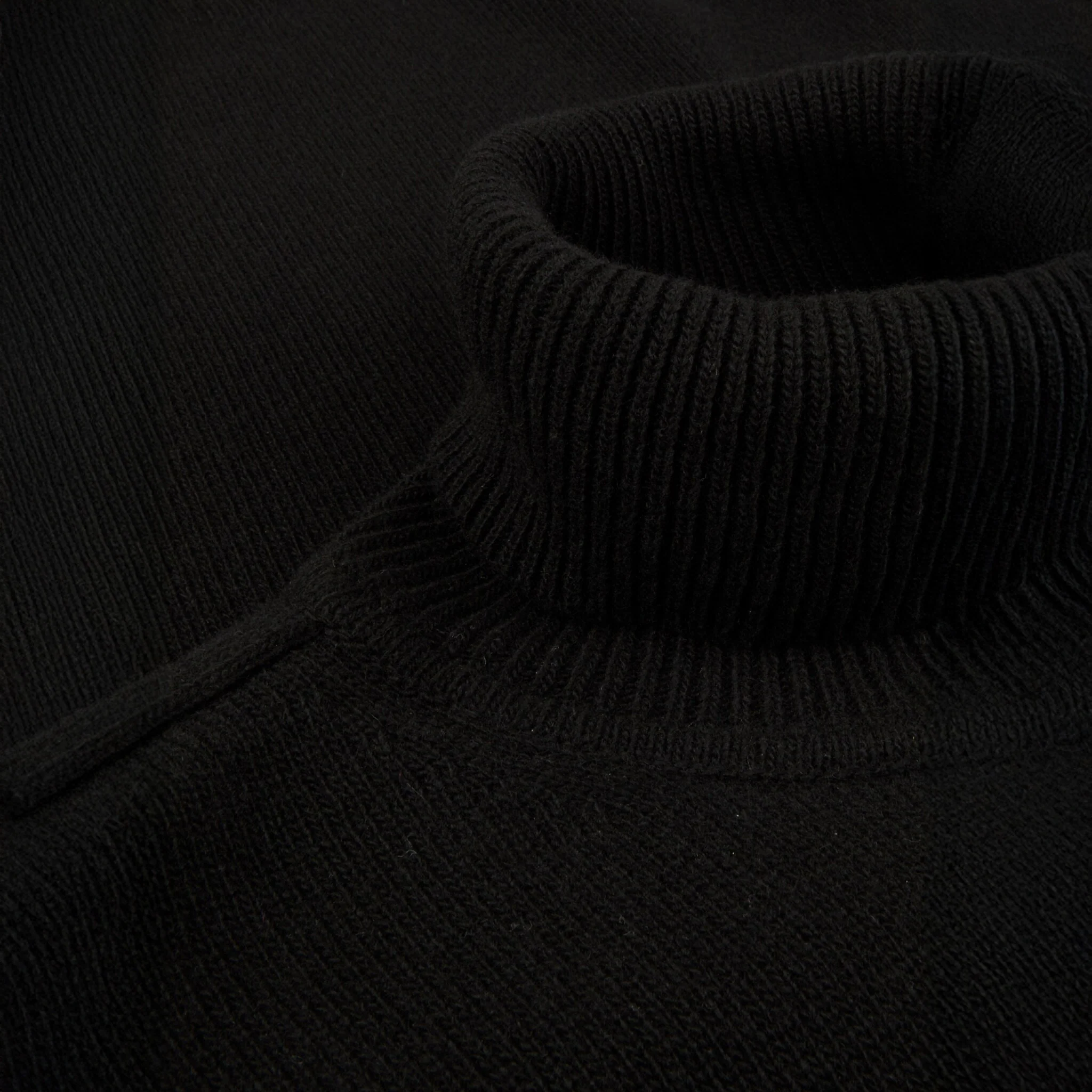 Black Chunky Merino Wool Roll-Neck Sweater - Stenströms - Image 3