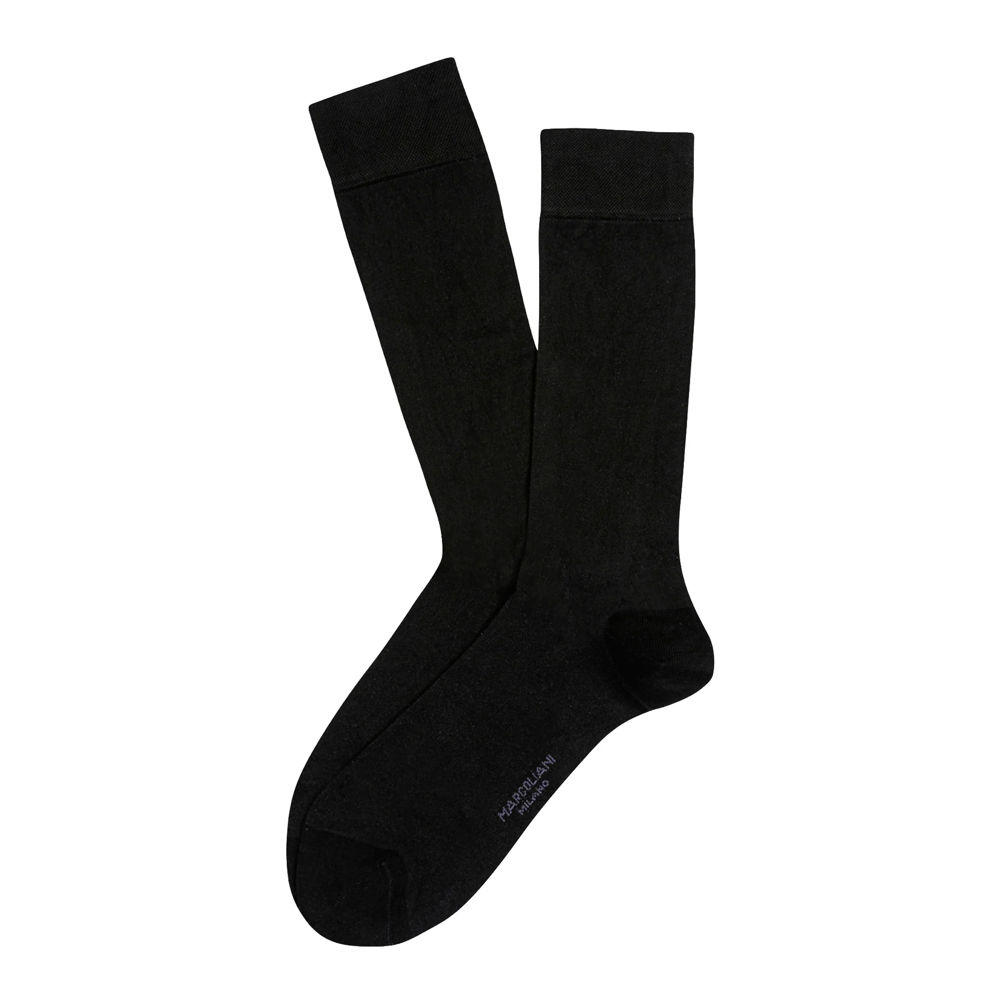 Black Classic Plain Fresh of Modal Mid-Calf Socks - Marcoliani
