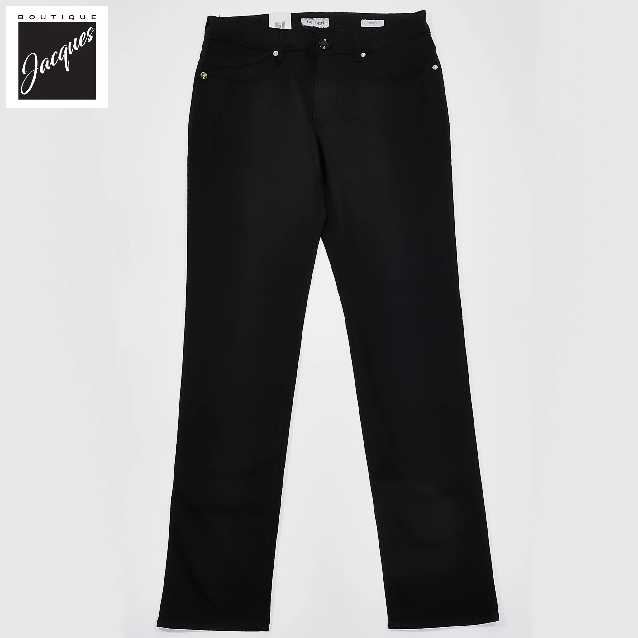 Black Cotton-Lyocell Twill 5-Pocket Pants - Re-Hash - Image 2
