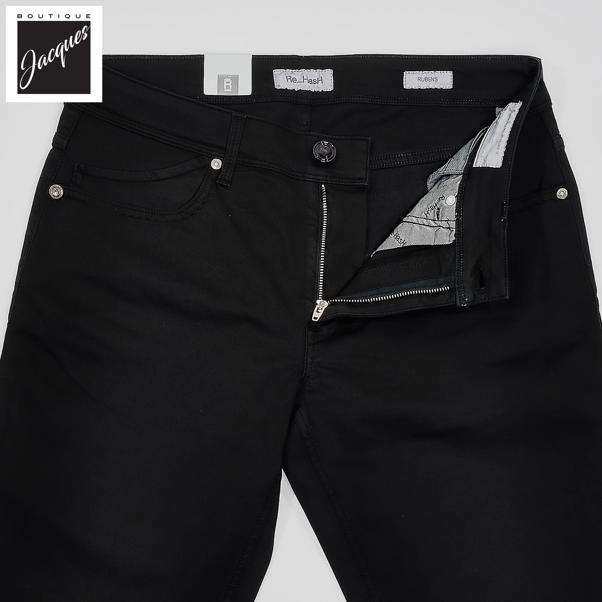 Black Cotton-Lyocell Twill 5-Pocket Pants - Re-Hash - Image 4