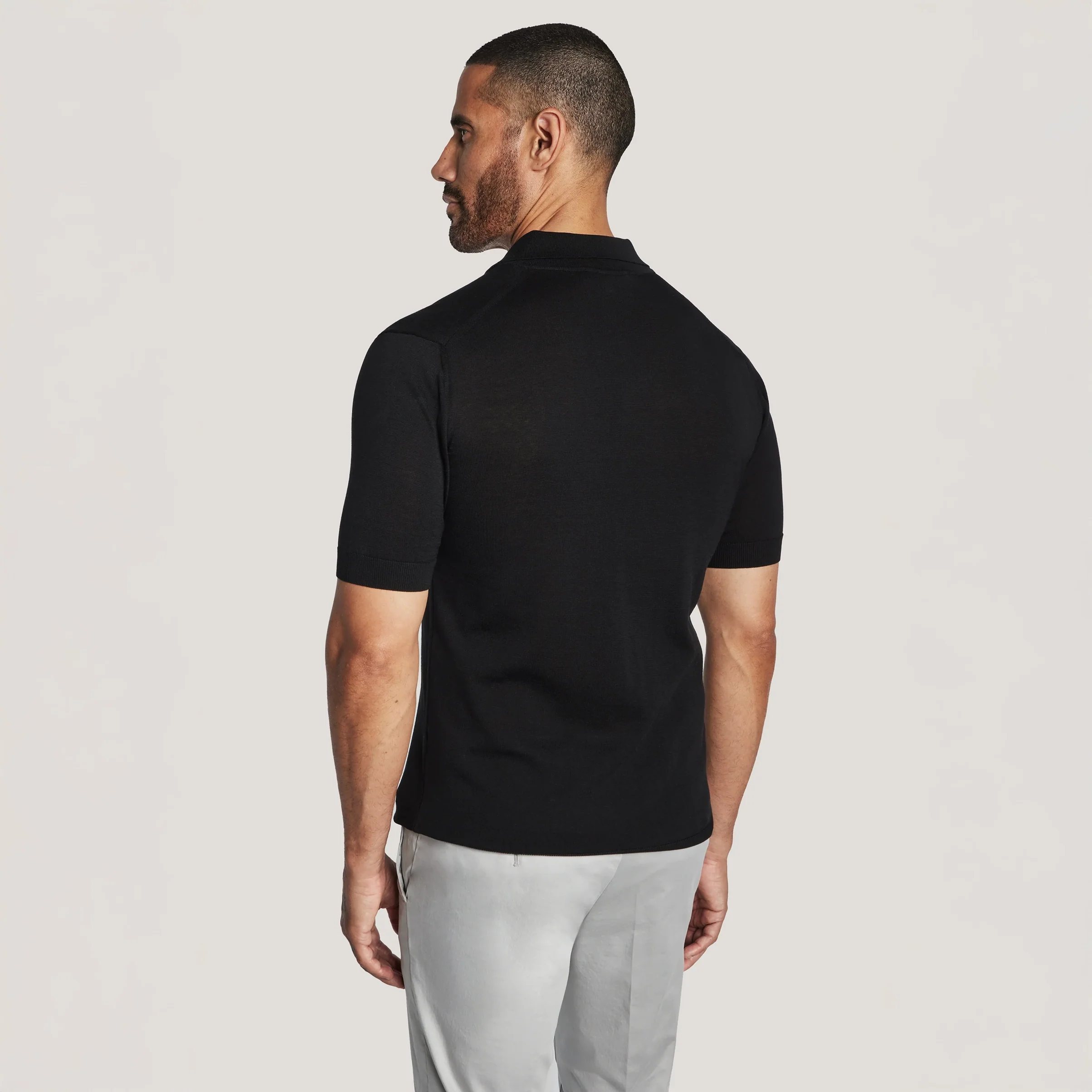 Black Cotton Silk Knit Polo - Jack Victor - Image 3