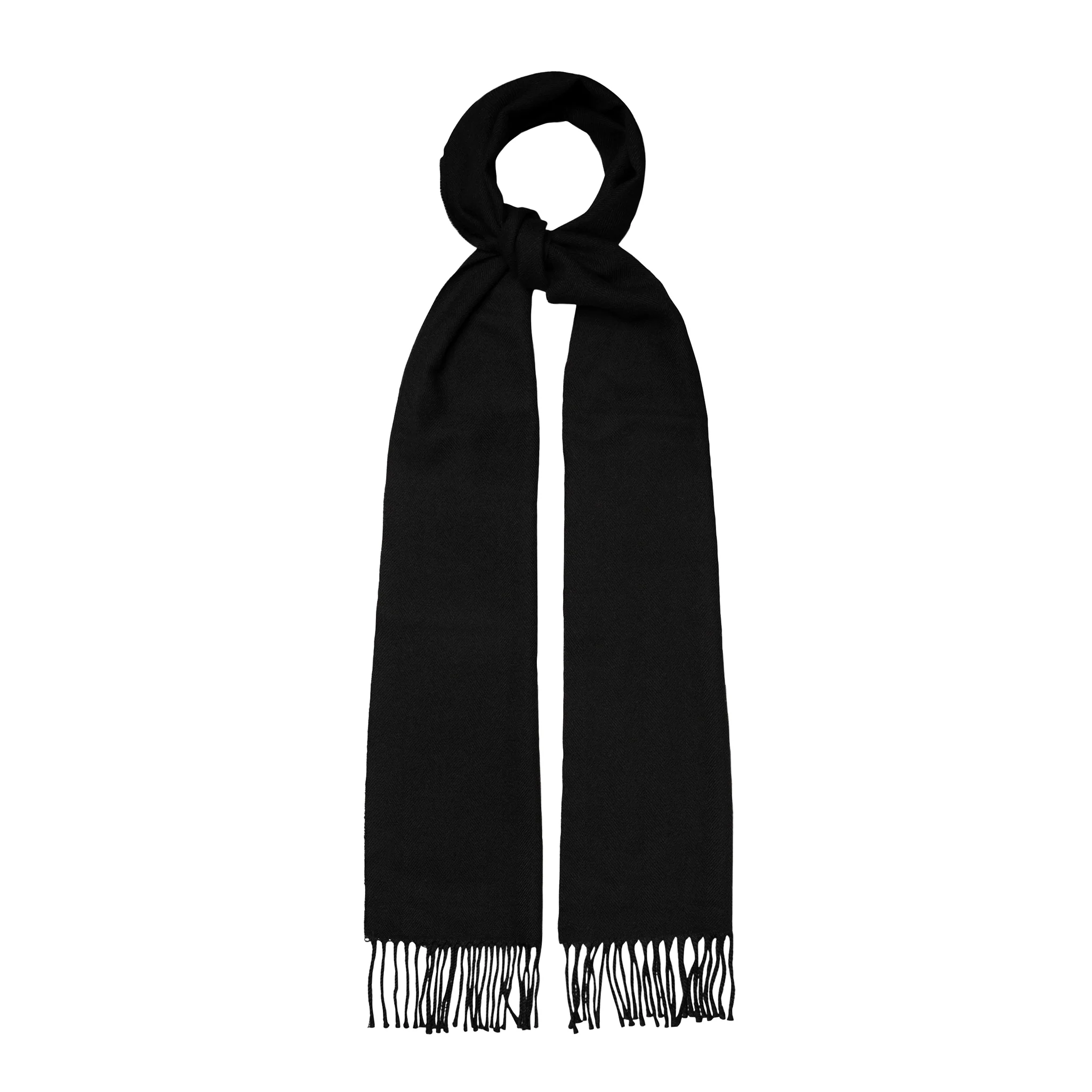 Black Herringbone Merino Wool Scarf - ETON - Image 2