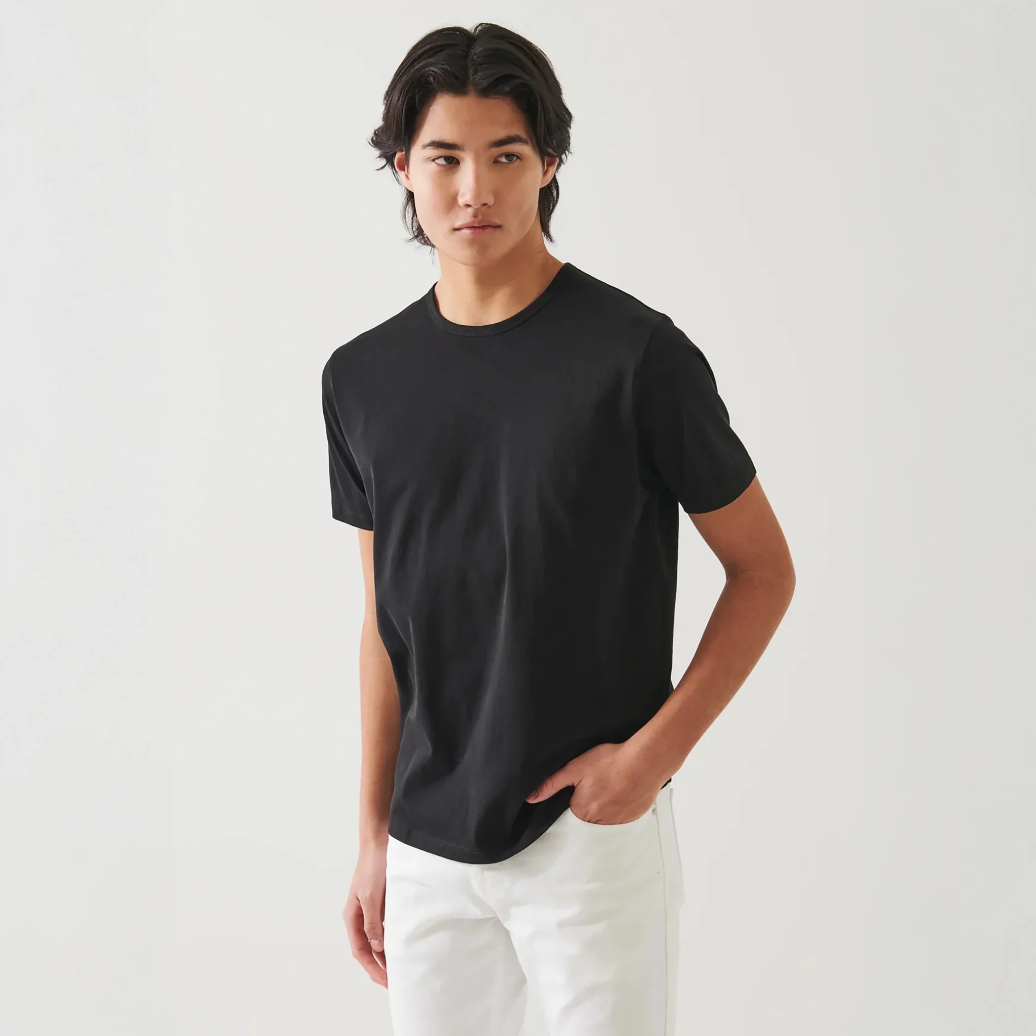 Black Mercerized Pima Cotton Short Sleeve Crew Neck T-Shirt - Patrick Assaraf - Image 3