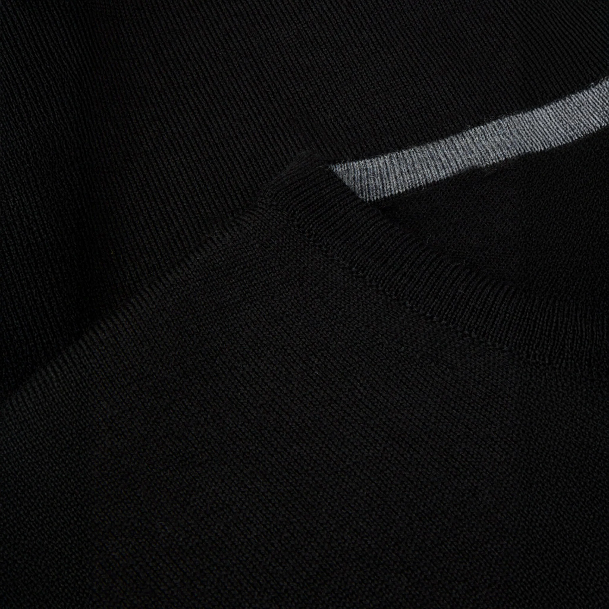 Black Merino Wool Crew Neck Sweater w/ Elbow Patches - Stenströms - Image 3