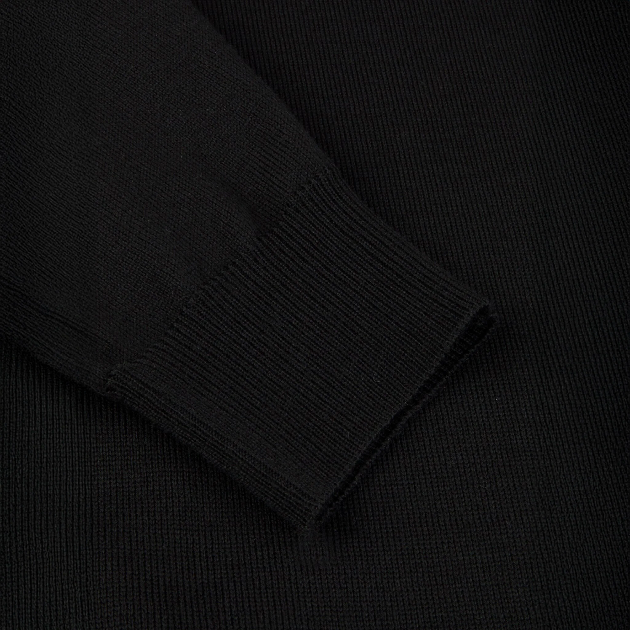 Black Merino Wool Crew Neck Sweater w/ Elbow Patches - Stenströms - Image 5