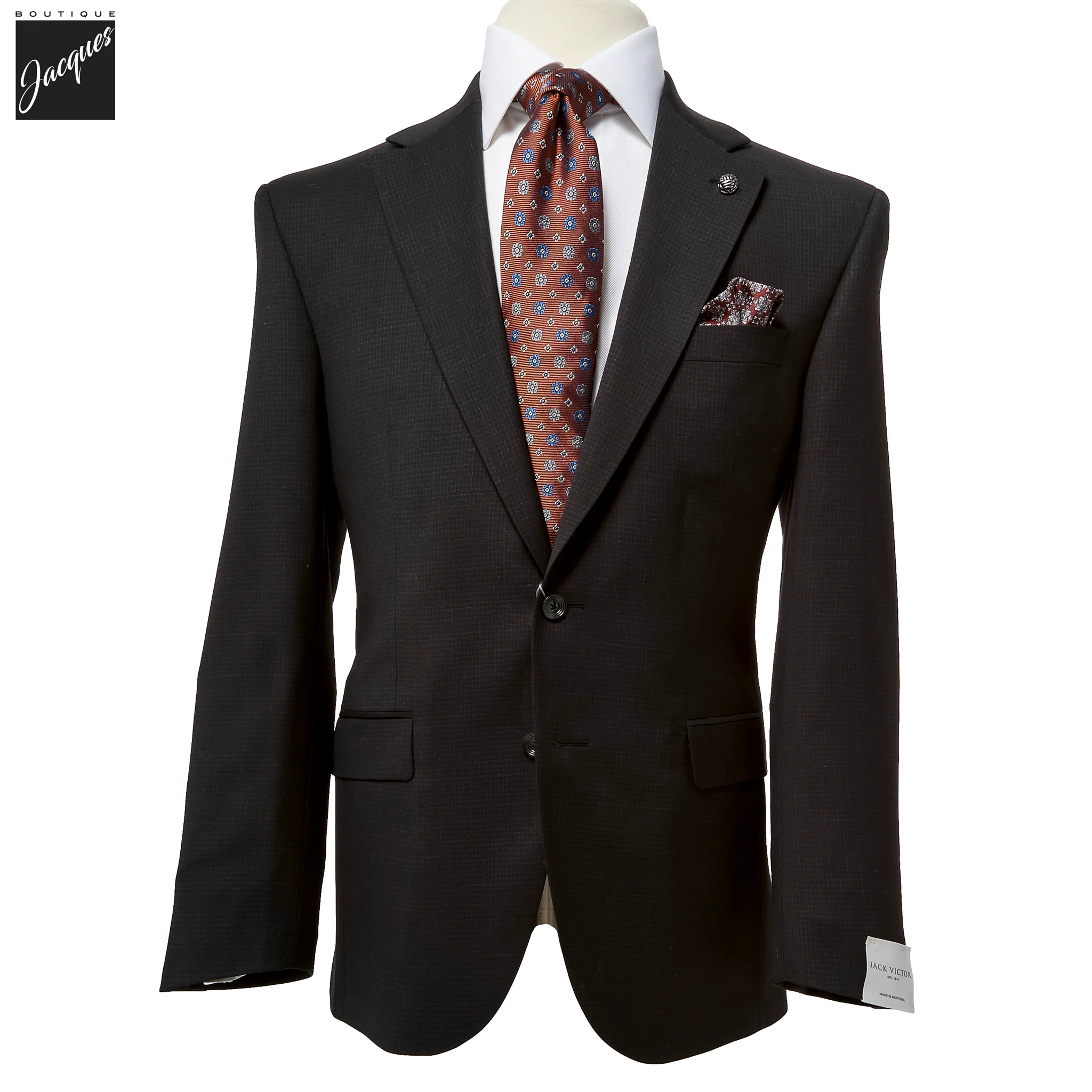 Black Micro-Check Super 120s Wool Napoli Classic Fit Suit - Jack Victor