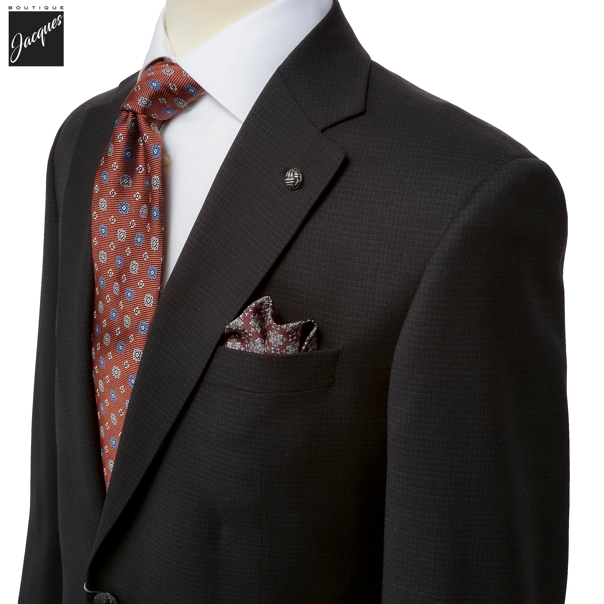Black Micro-Check Super 120s Wool Napoli Classic Fit Suit - Jack Victor - Image 2