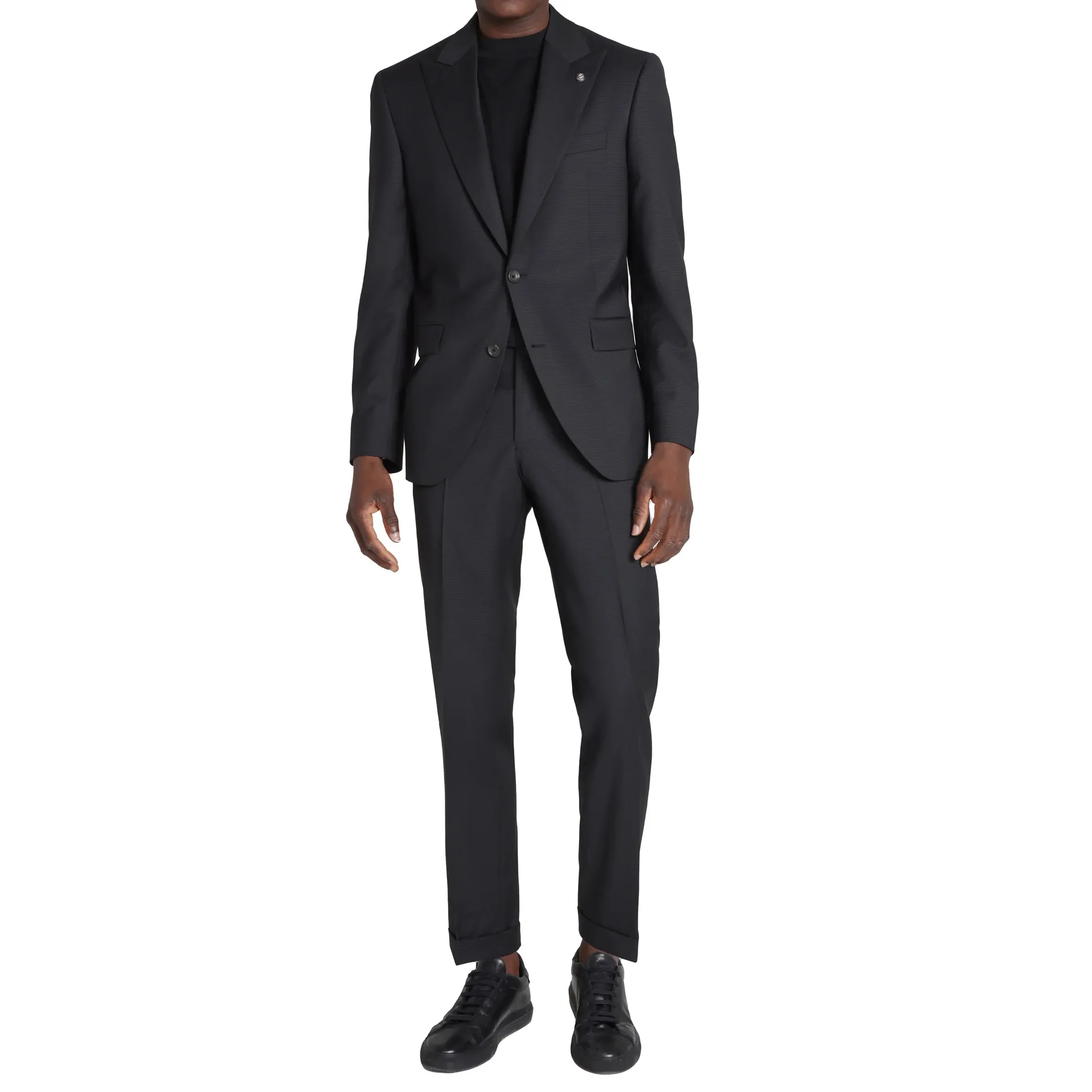 Black Micro-Patterned Engel Modern Fit Wool Suit - Jack Victor