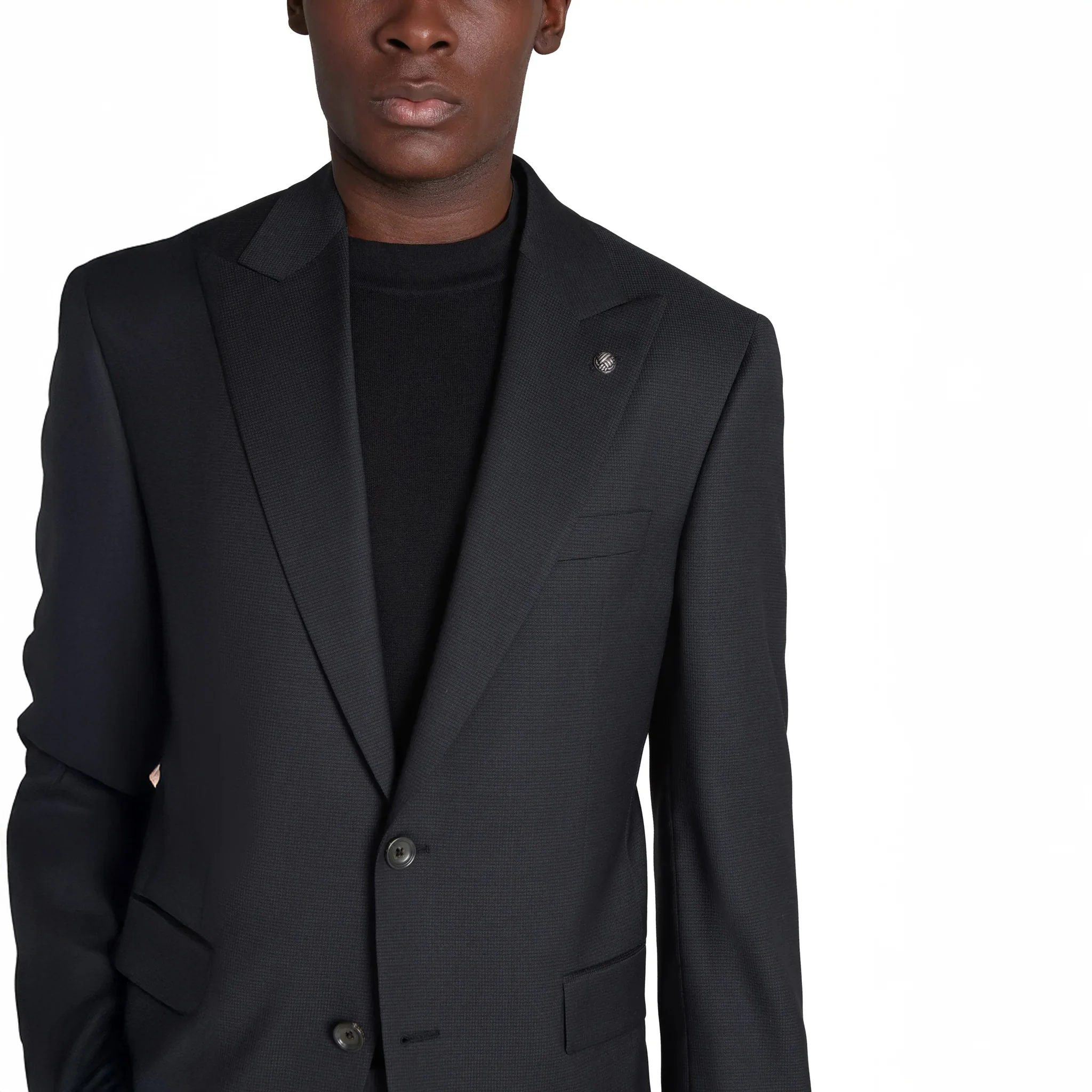 Black Micro-Patterned Engel Modern Fit Wool Suit - Jack Victor - Image 2