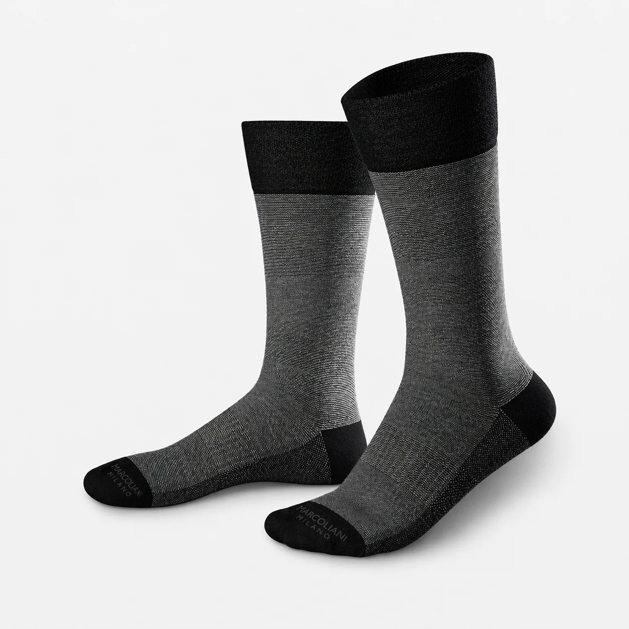 Black Micro Stripes Pima Cotton Mid-Calf Sneaker Sock - Marcoliani
