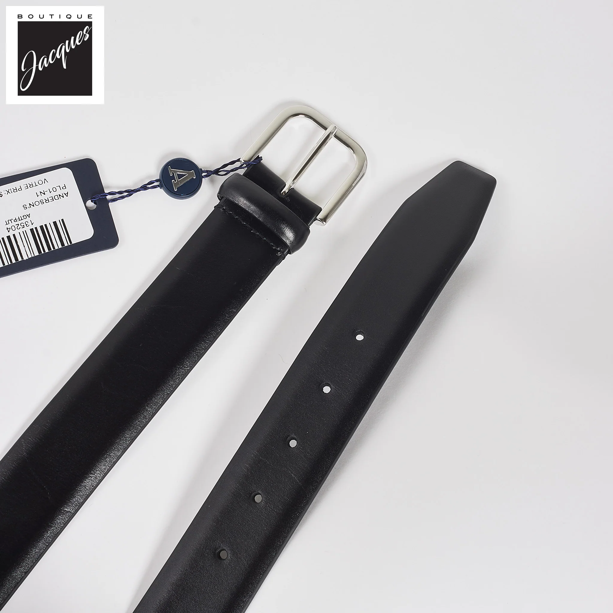 Black Nappa Calf Leather Belt - Anderson's - Image 2