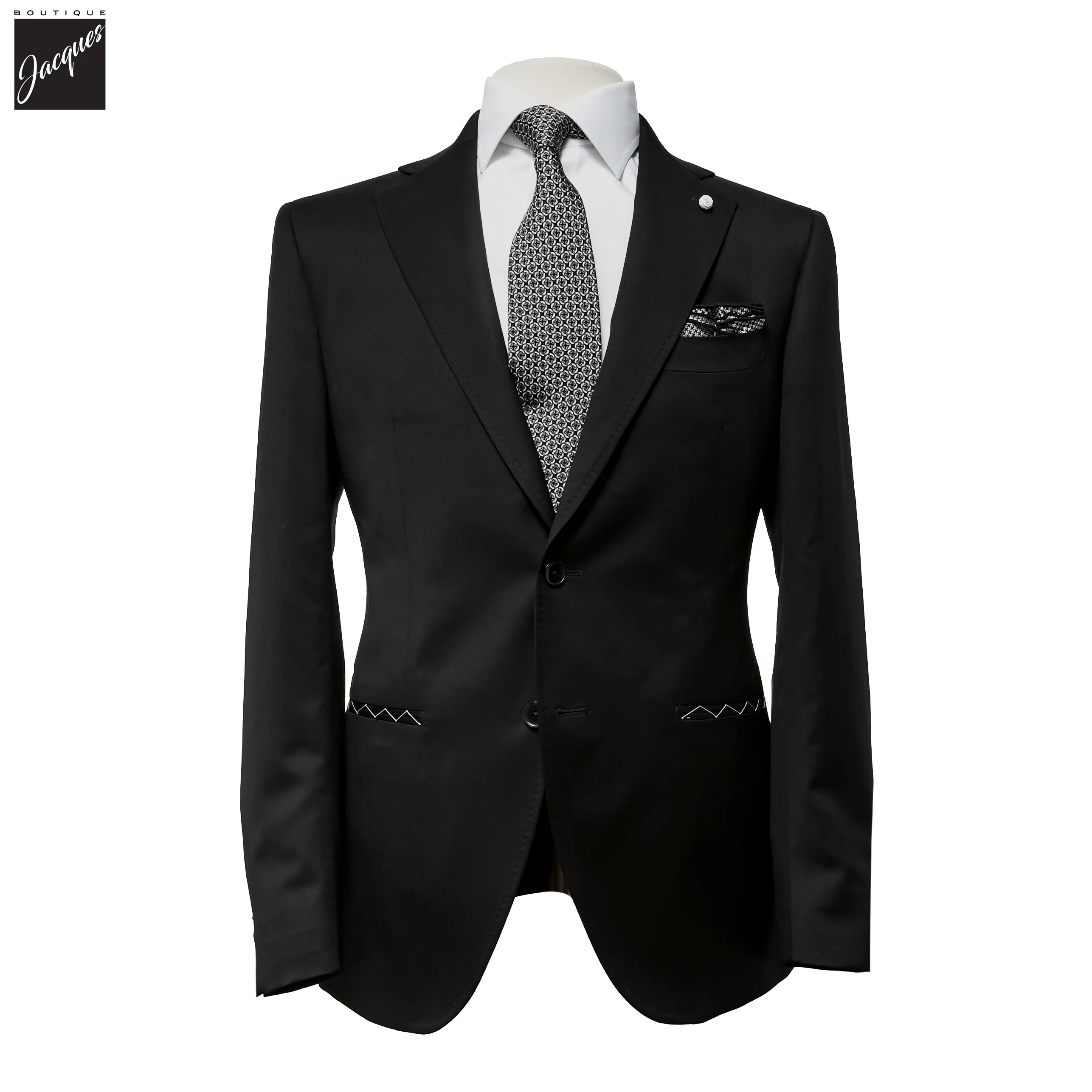 Black Neat Vitale Barberis Wool Mantua Contemporary Fit Suit - Luigi Bianchi