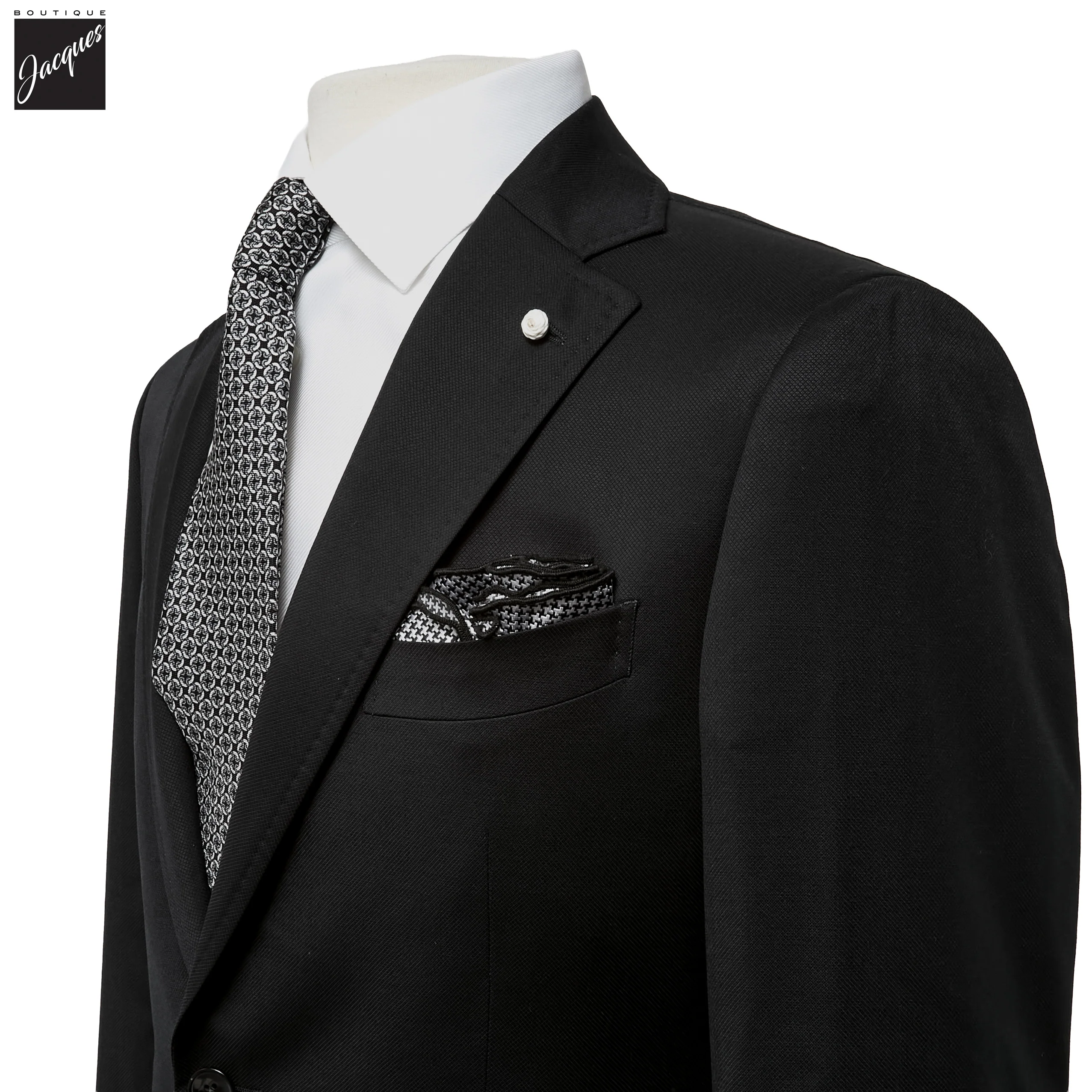 Black Neat Vitale Barberis Wool Mantua Contemporary Fit Suit - Luigi Bianchi - Image 2