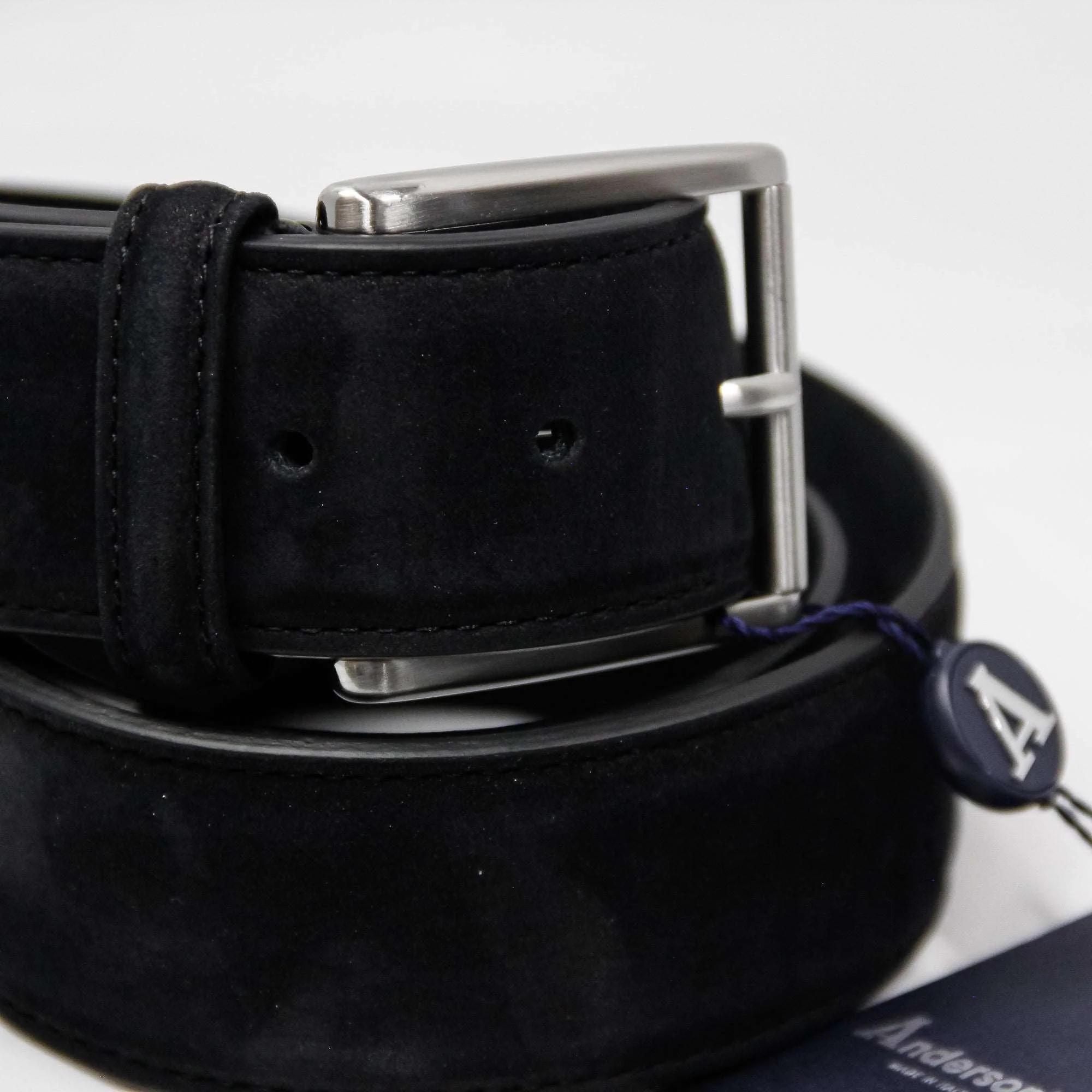 Black Nubuck Soft Suede Leather Belt - Anderson's - Image 2