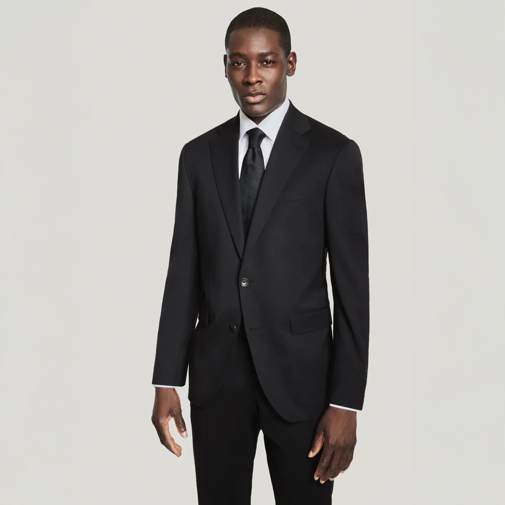 Black Solid Super 130's Wool Esprit Modern Fit Suit - Jack Victor - Image 2