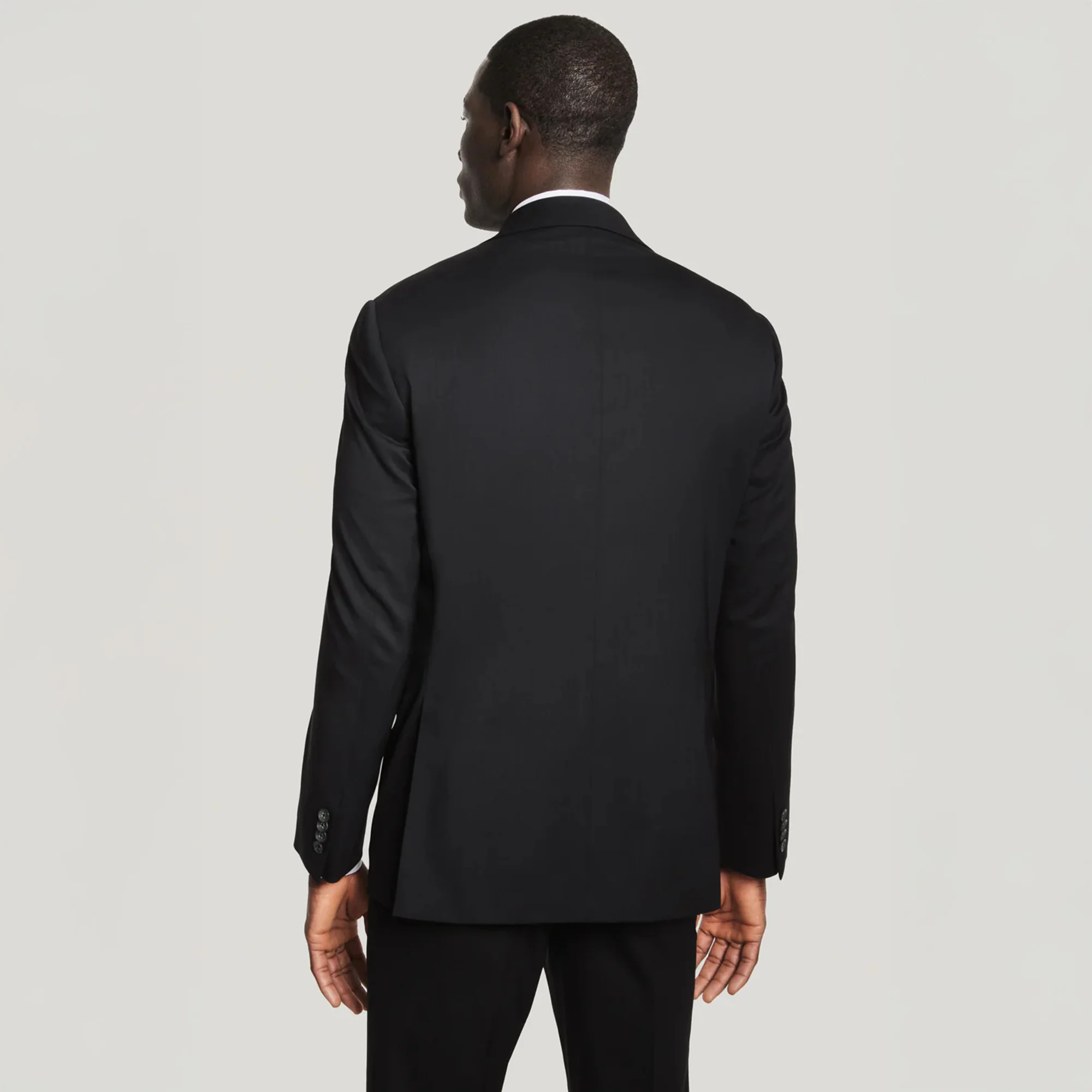 Black Solid Super 130's Wool Esprit Modern Fit Suit - Jack Victor - Image 4
