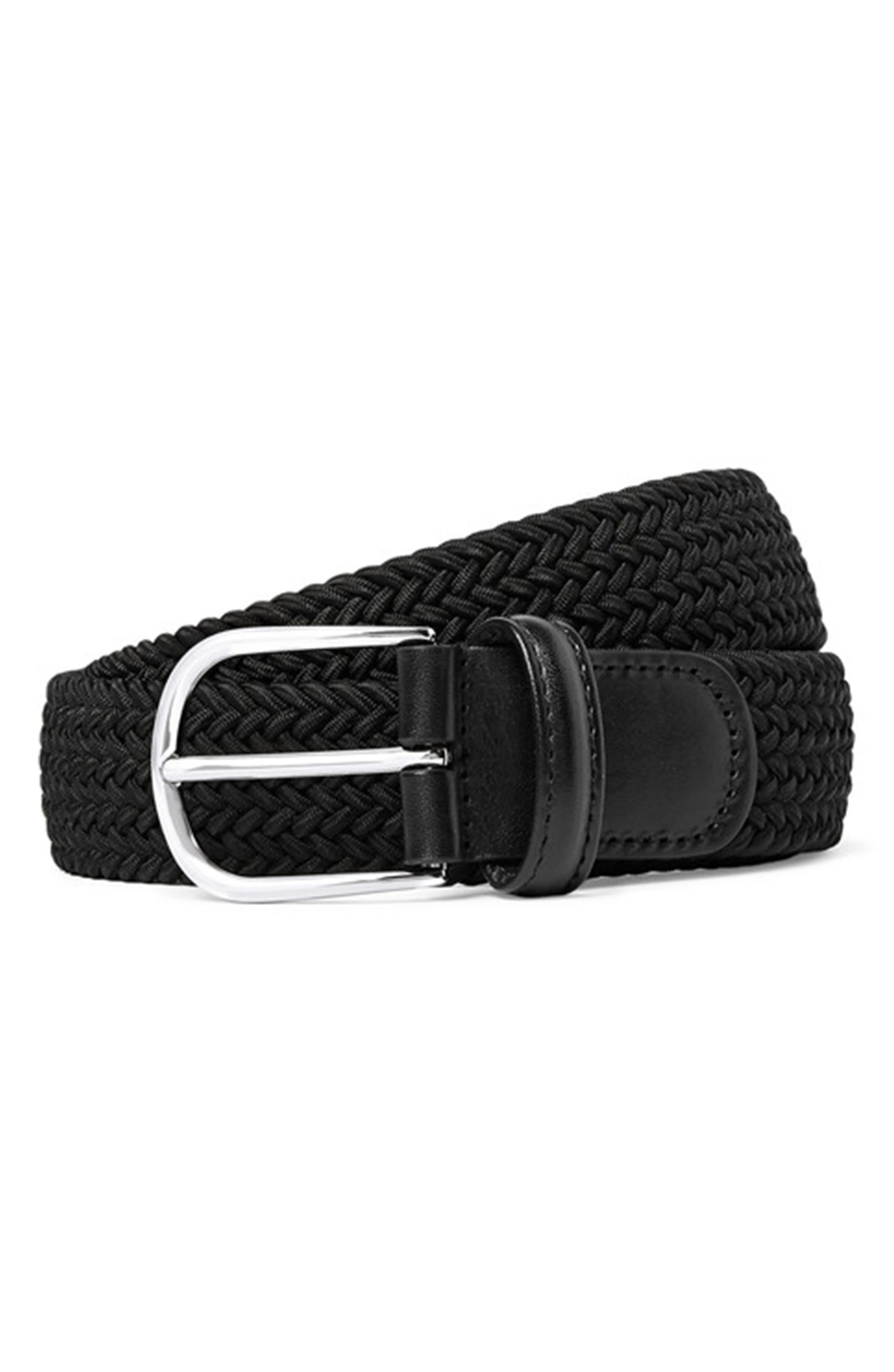 Black Solid Woven Elastic Belt - Anderson's - Image 2
