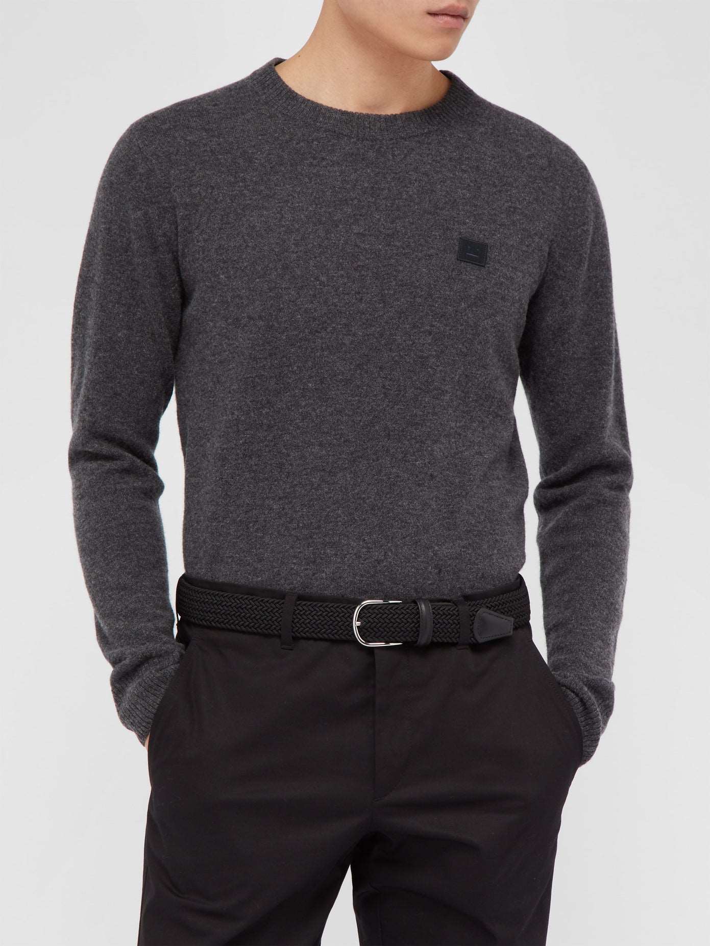 Black Solid Woven Elastic Belt - Anderson's - Image 3