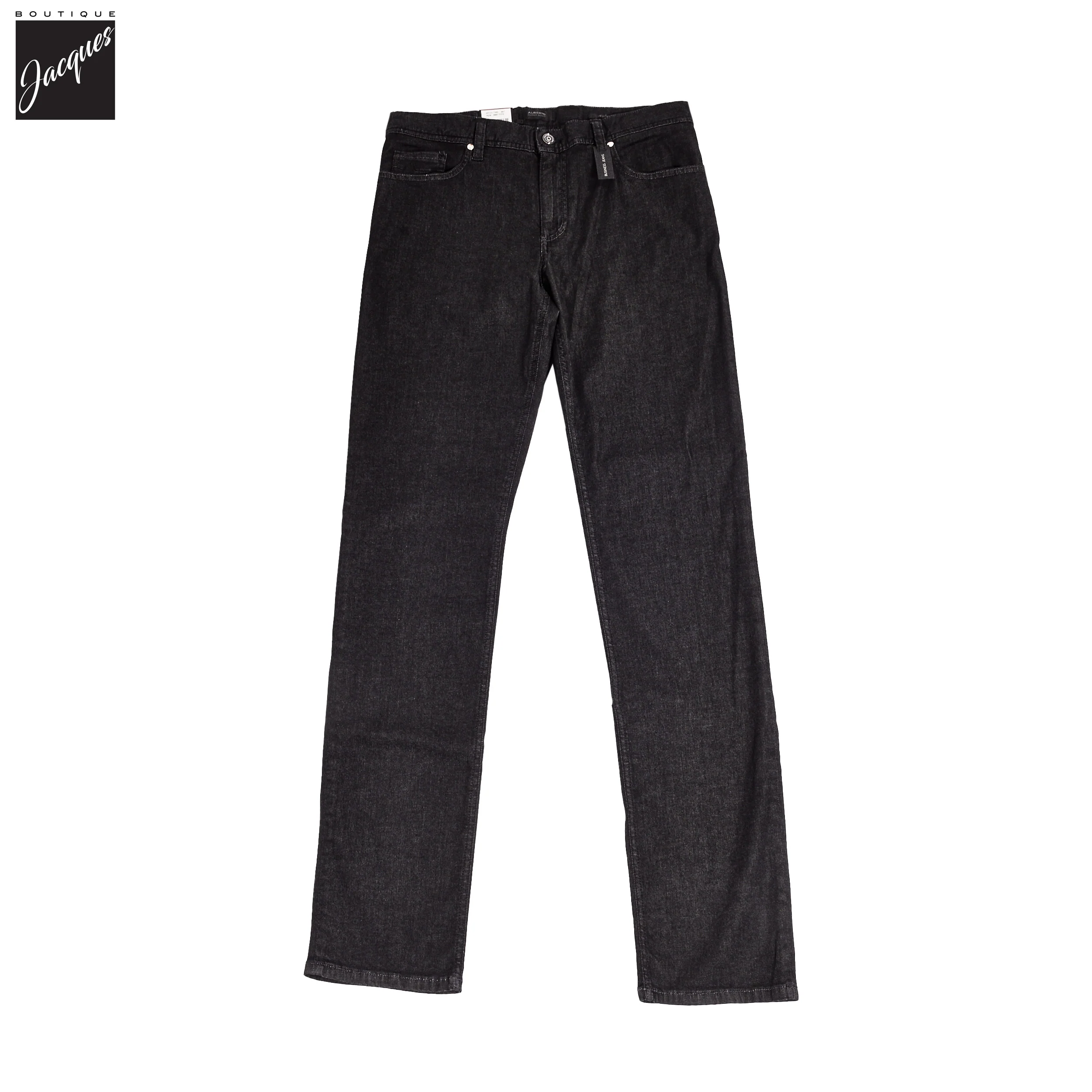 Black Ultralight Super-Stretch Pipe Regular Fit Premium Giza Denim - ALBERTO - Image 4