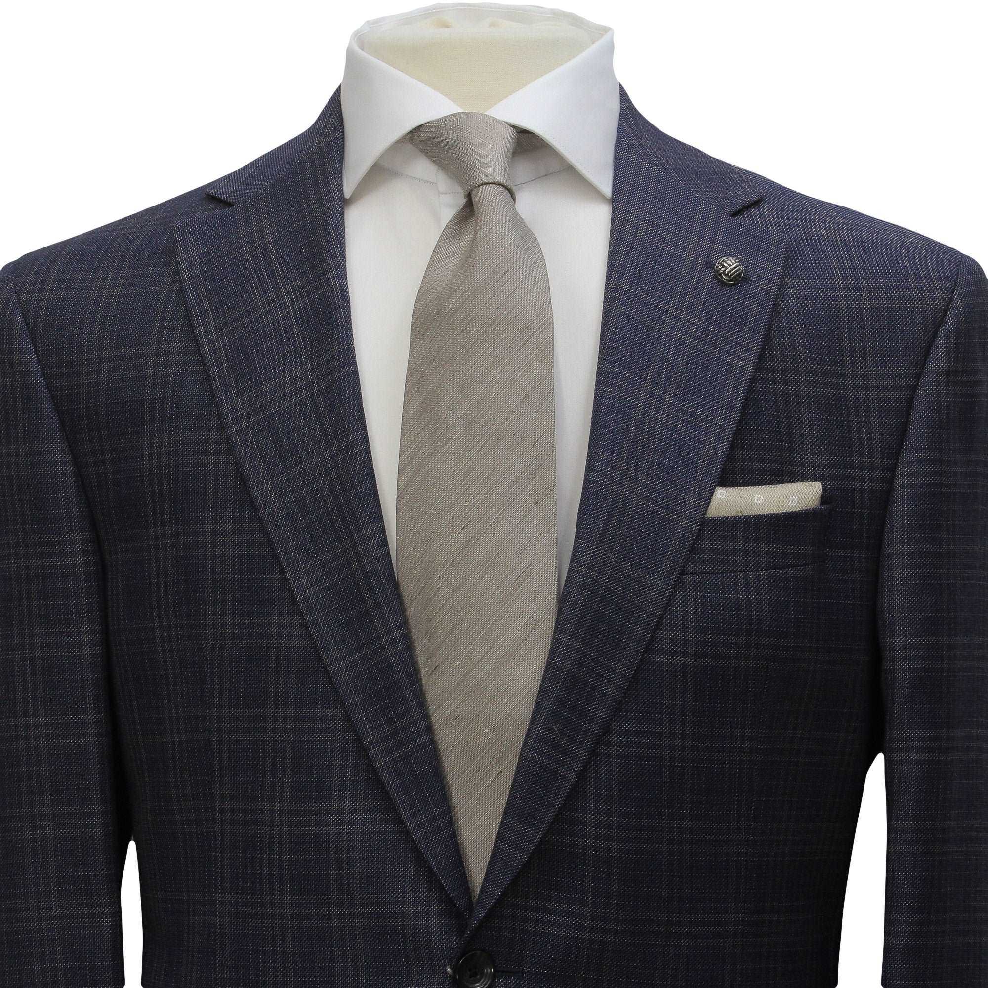 Blue & Beige Check Super 110s Wool Urban Slim Fit Suit - Jack Victor - Image 3