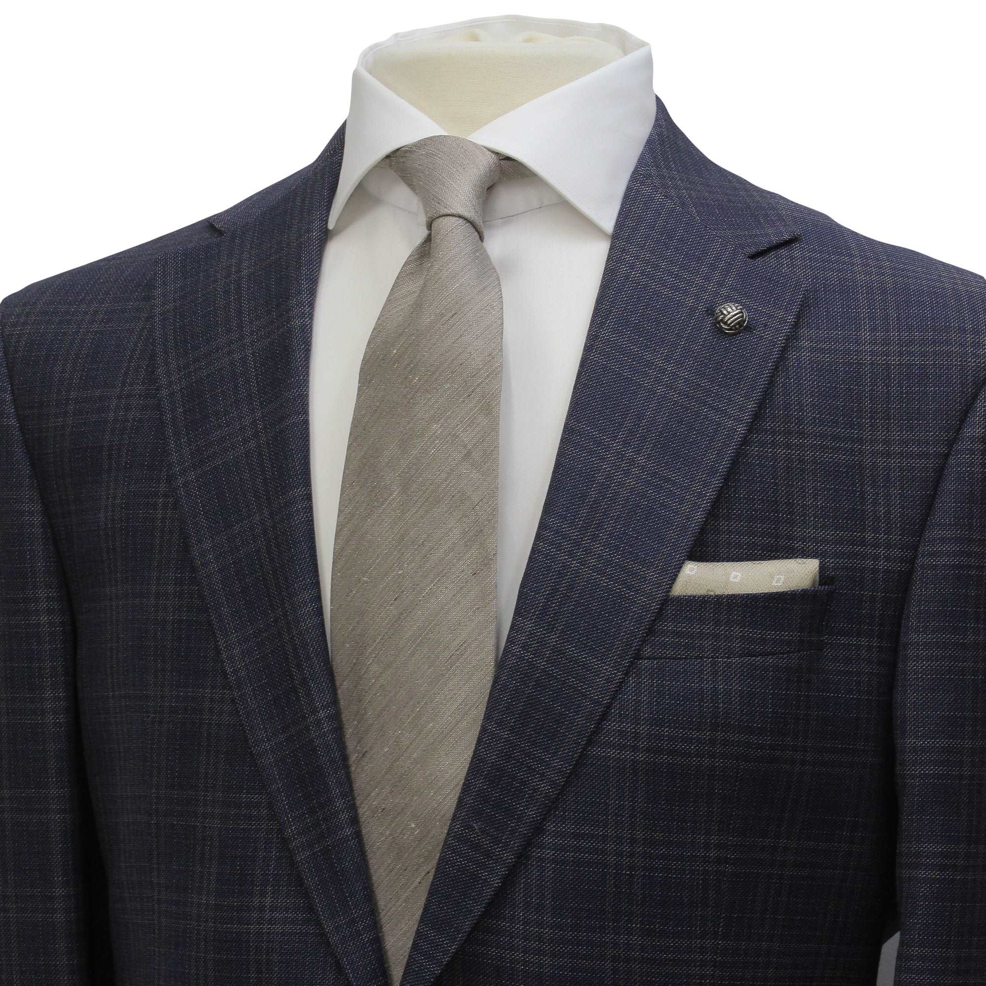 Blue & Beige Check Super 110s Wool Urban Slim Fit Suit - Jack Victor - Image 5