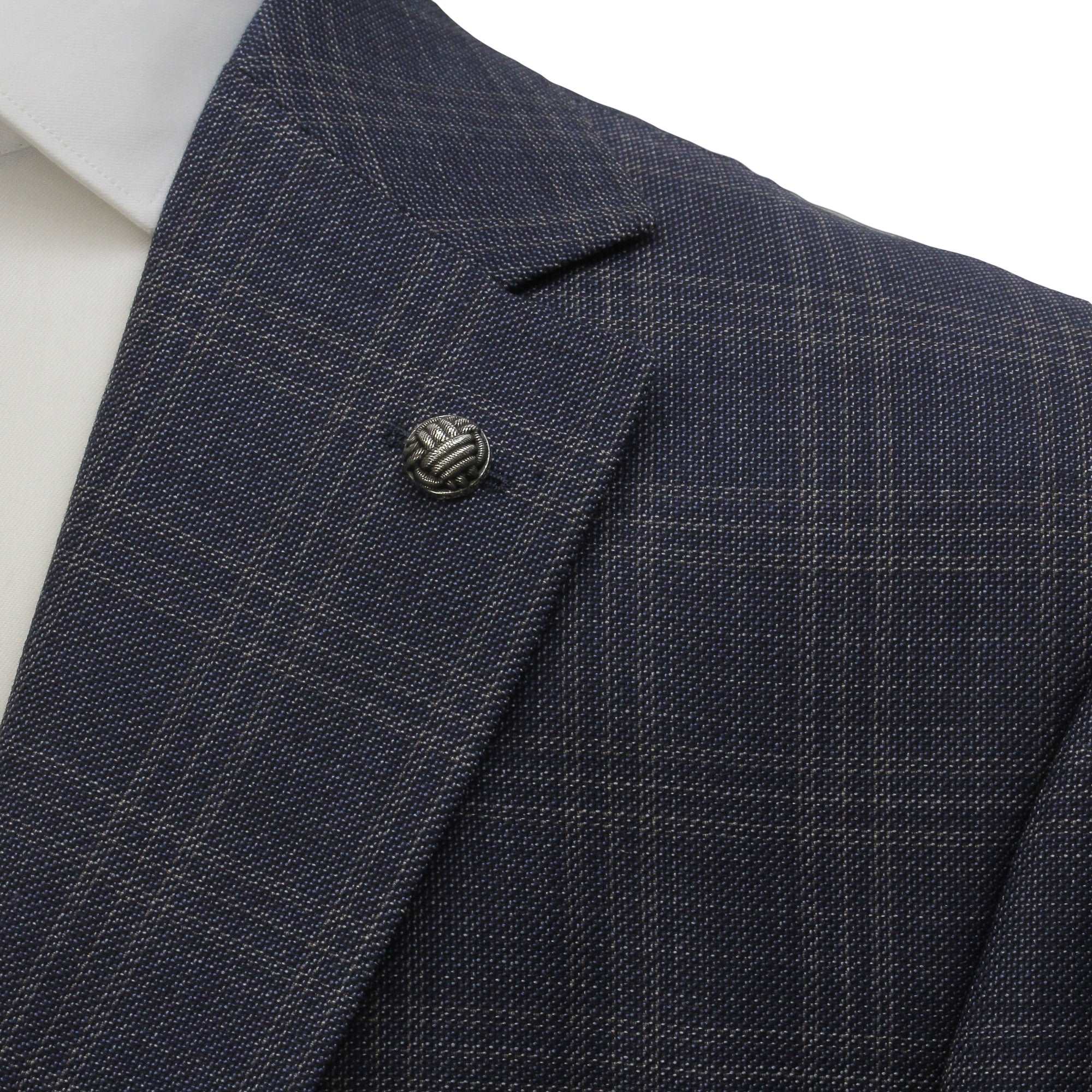 Blue & Beige Check Super 110s Wool Urban Slim Fit Suit - Jack Victor - Image 7