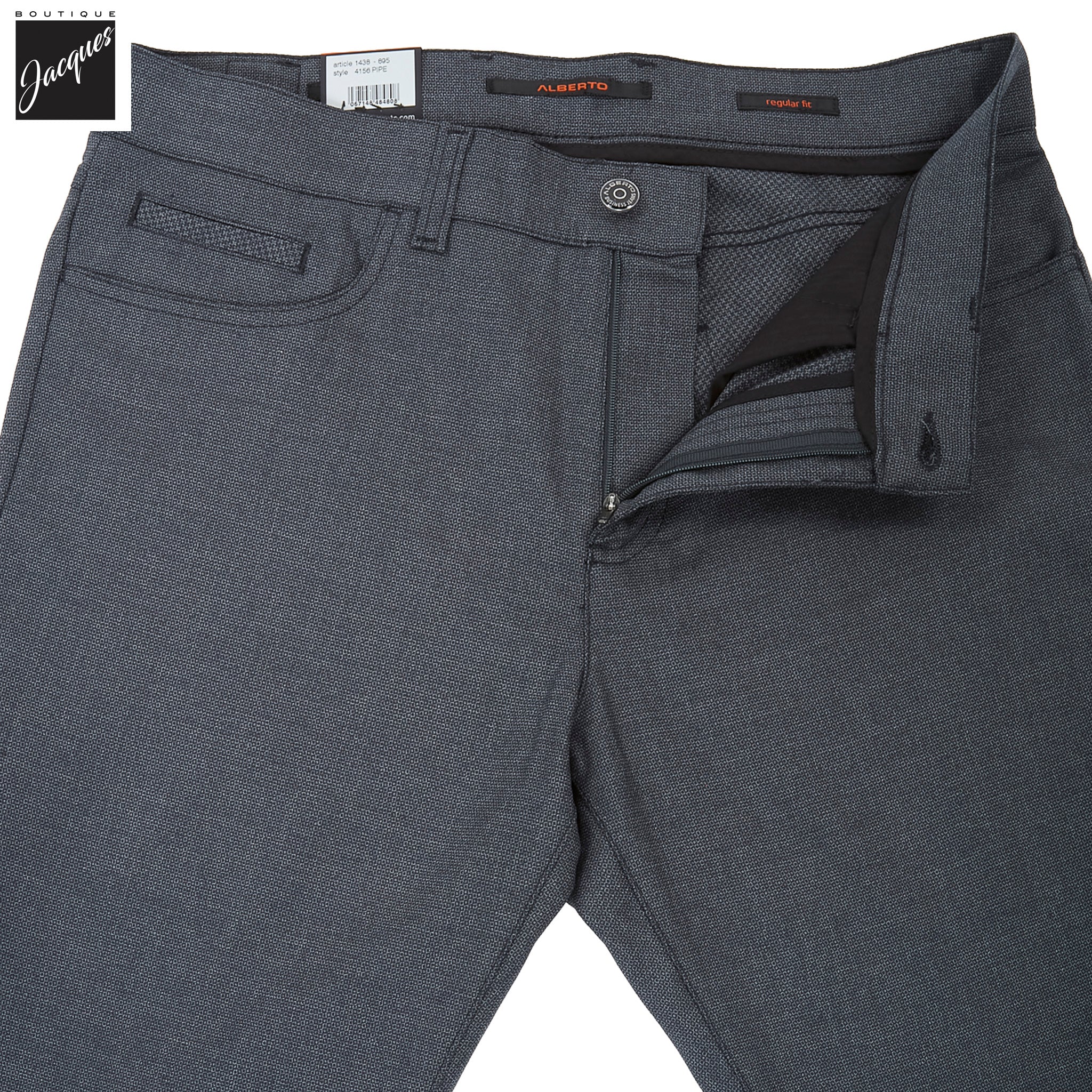 Blue Bi-Colour Double Face Ceramica Pipe Five Pocket Pants - ALBERTO - Image 2