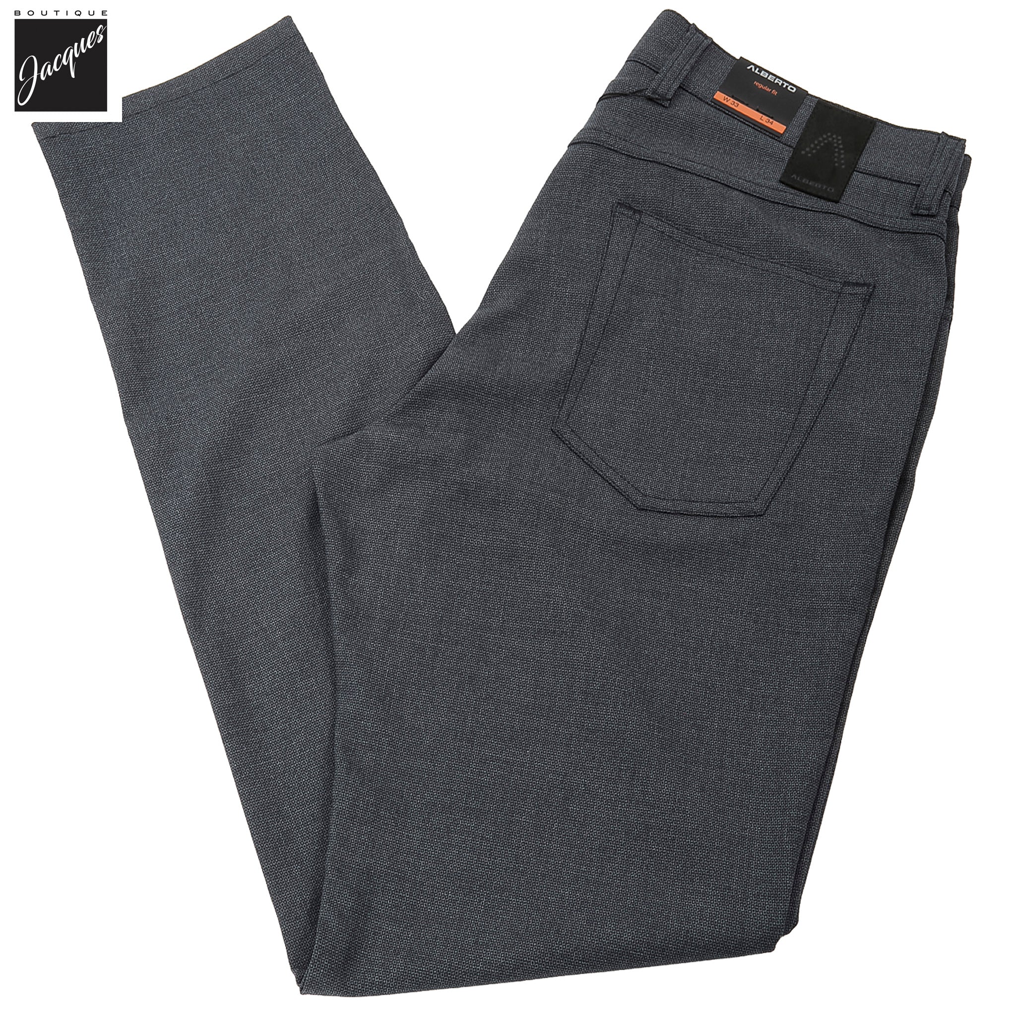 Blue Bi-Colour Double Face Ceramica Pipe Five Pocket Pants - ALBERTO - Image 5