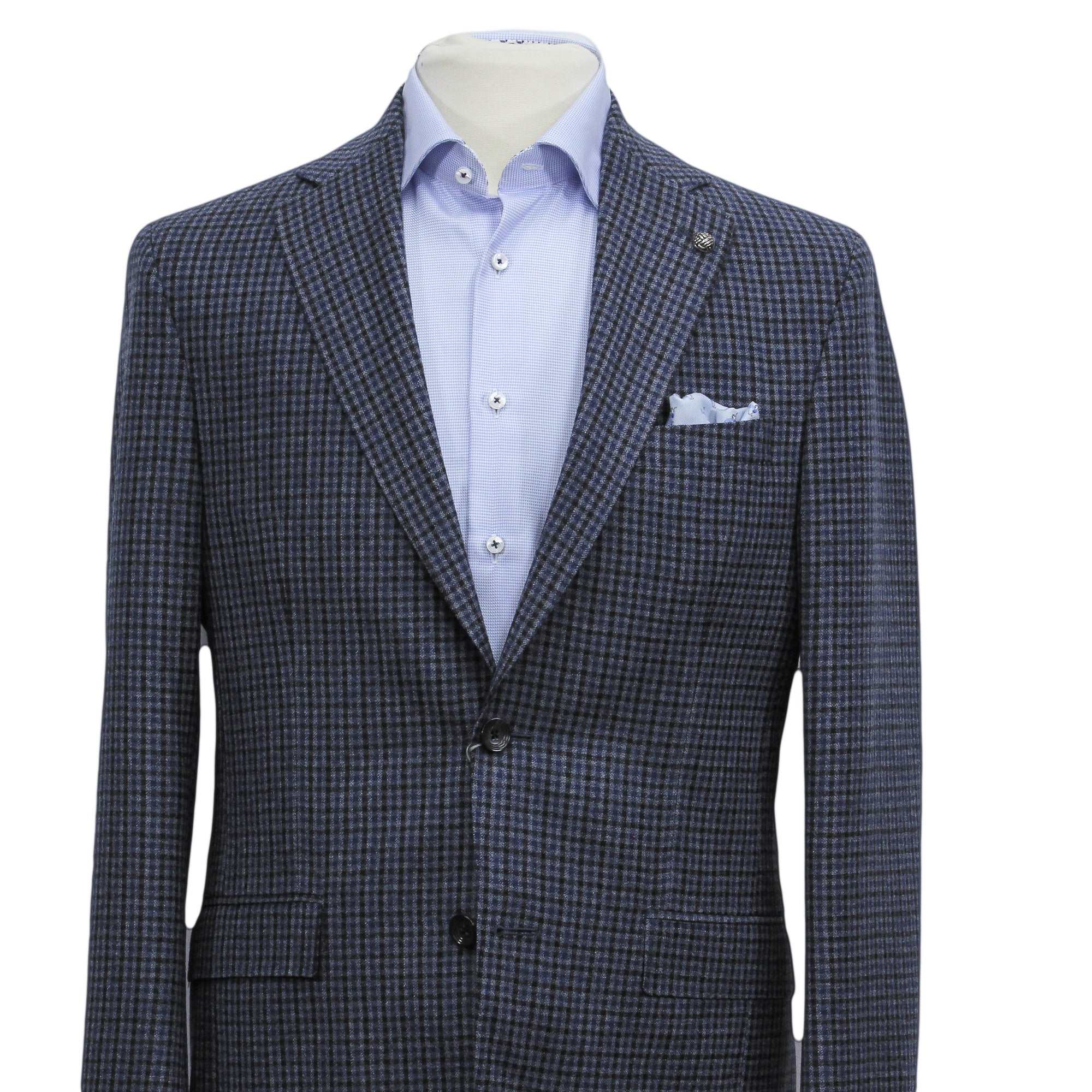 Blue & Black Mini Check Midland Contemporary Wool Sport Jacket - Jack Victor - Image 2