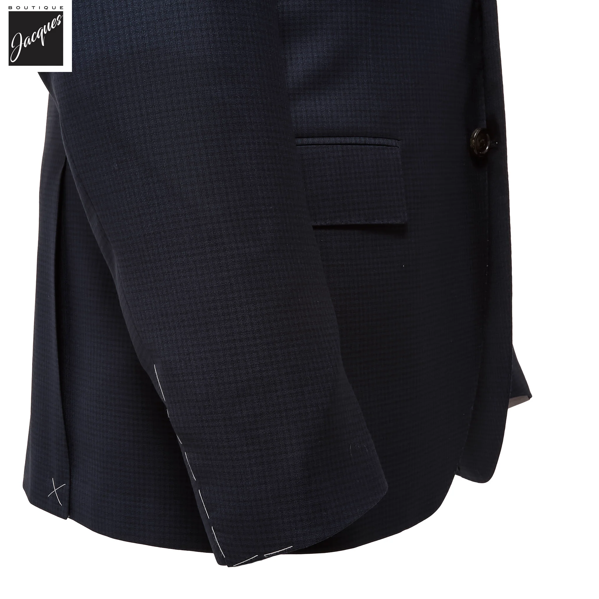 Blue & Black Microcheck Super 130s Wool Modern Fit Suit - Corneliani - Image 3