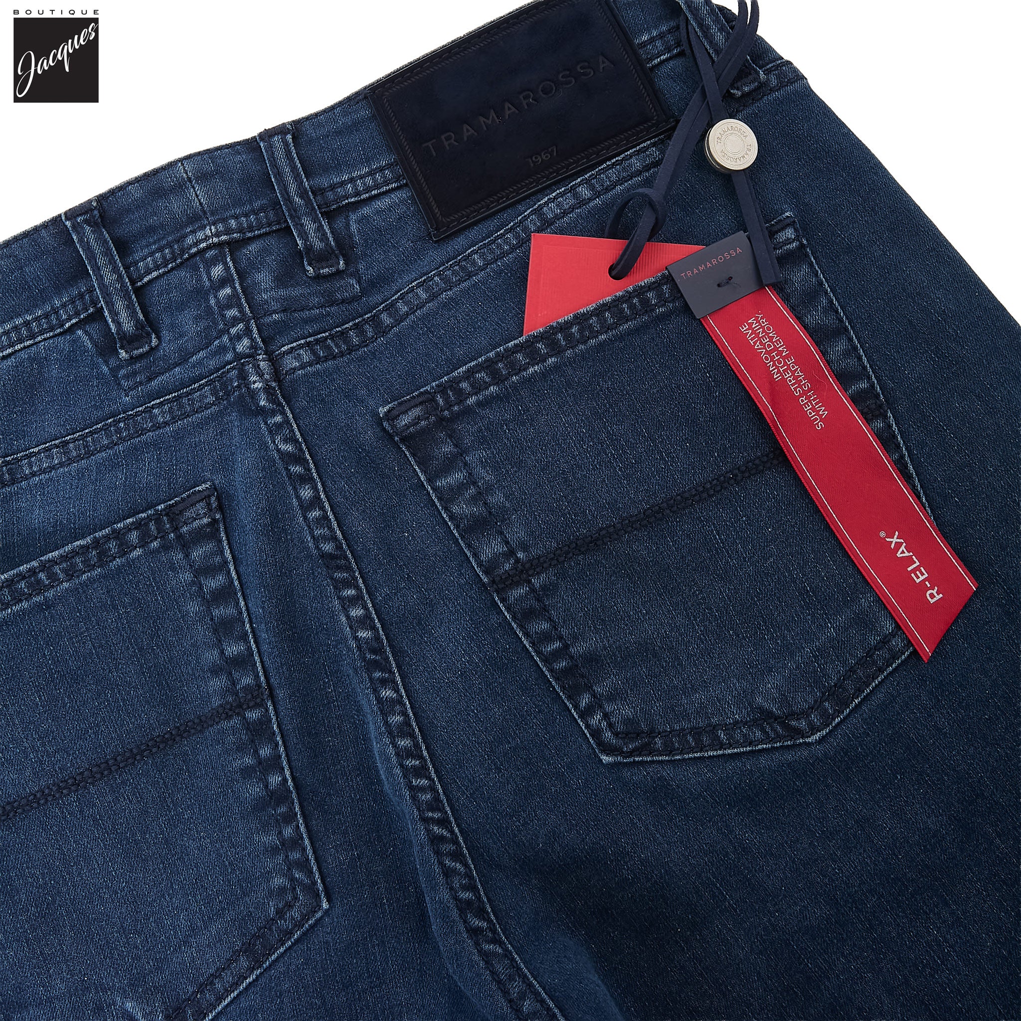 Blue Black Used R-Elax Michelangelo Modern Fit Super-Stretch Denim - TRAMAROSSA - Image 6