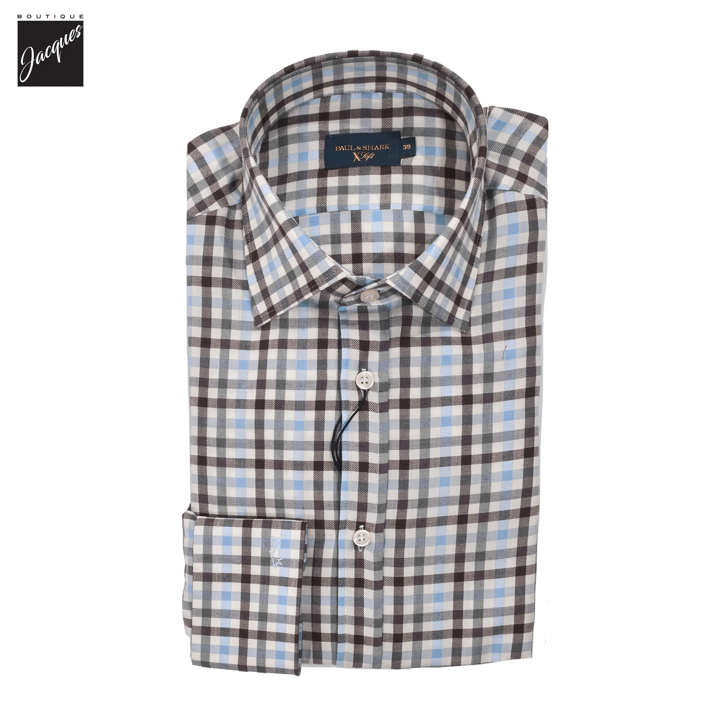 Blue & Brown Check X Soft Cotton Casual Shirt - Paul & Shark - Image 2