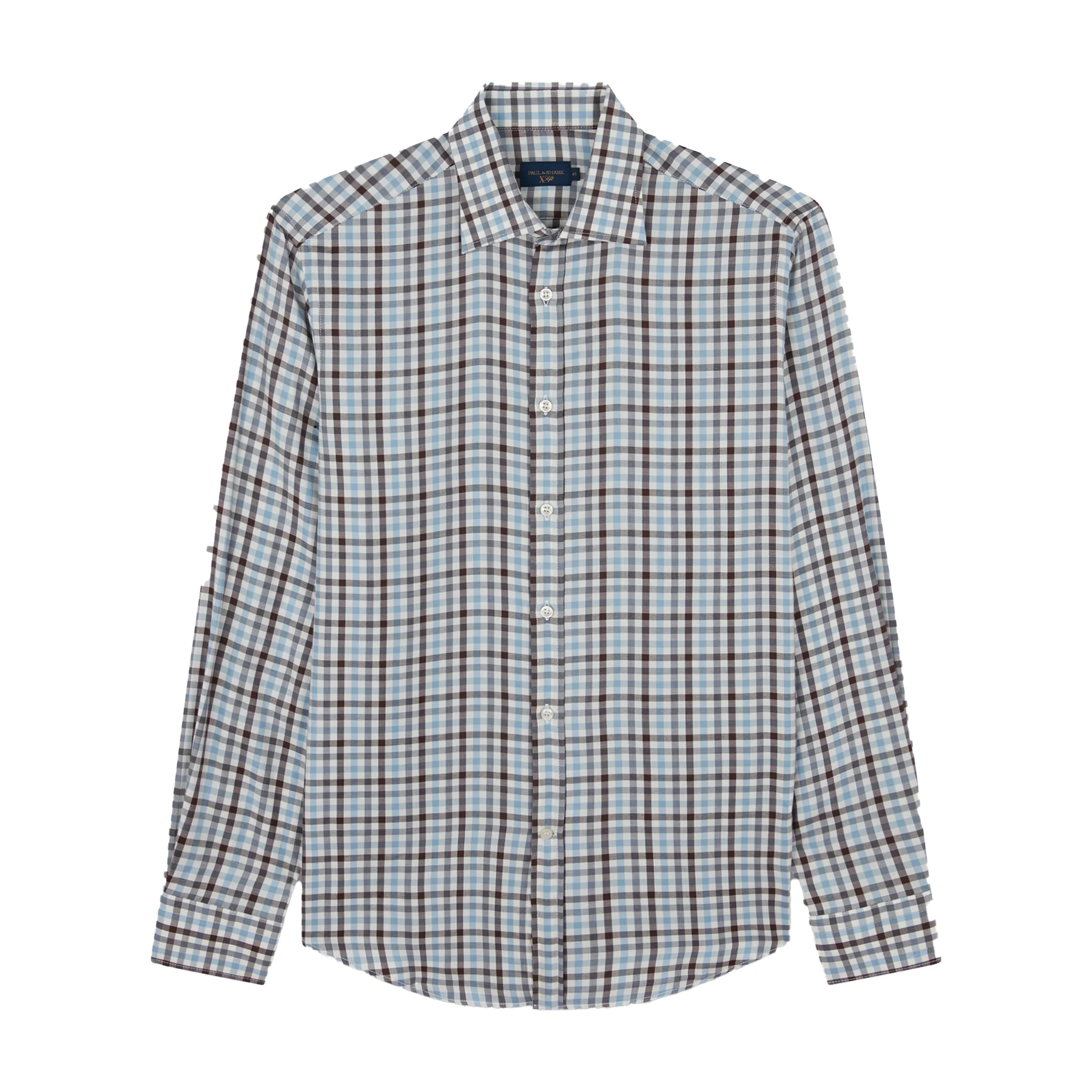 Blue & Brown Check X Soft Cotton Casual Shirt - Paul & Shark - Image 3