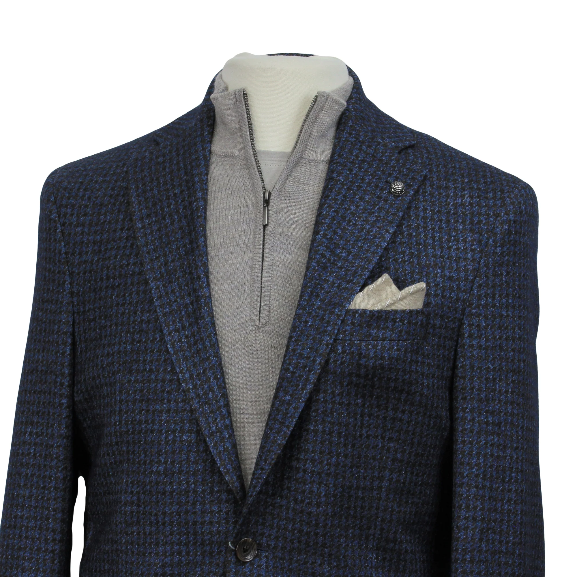 Blue/Brown Houndstooth Silk-Cashmere Hartford Contemporary Sport Jacket - Jack Victor - Image 2