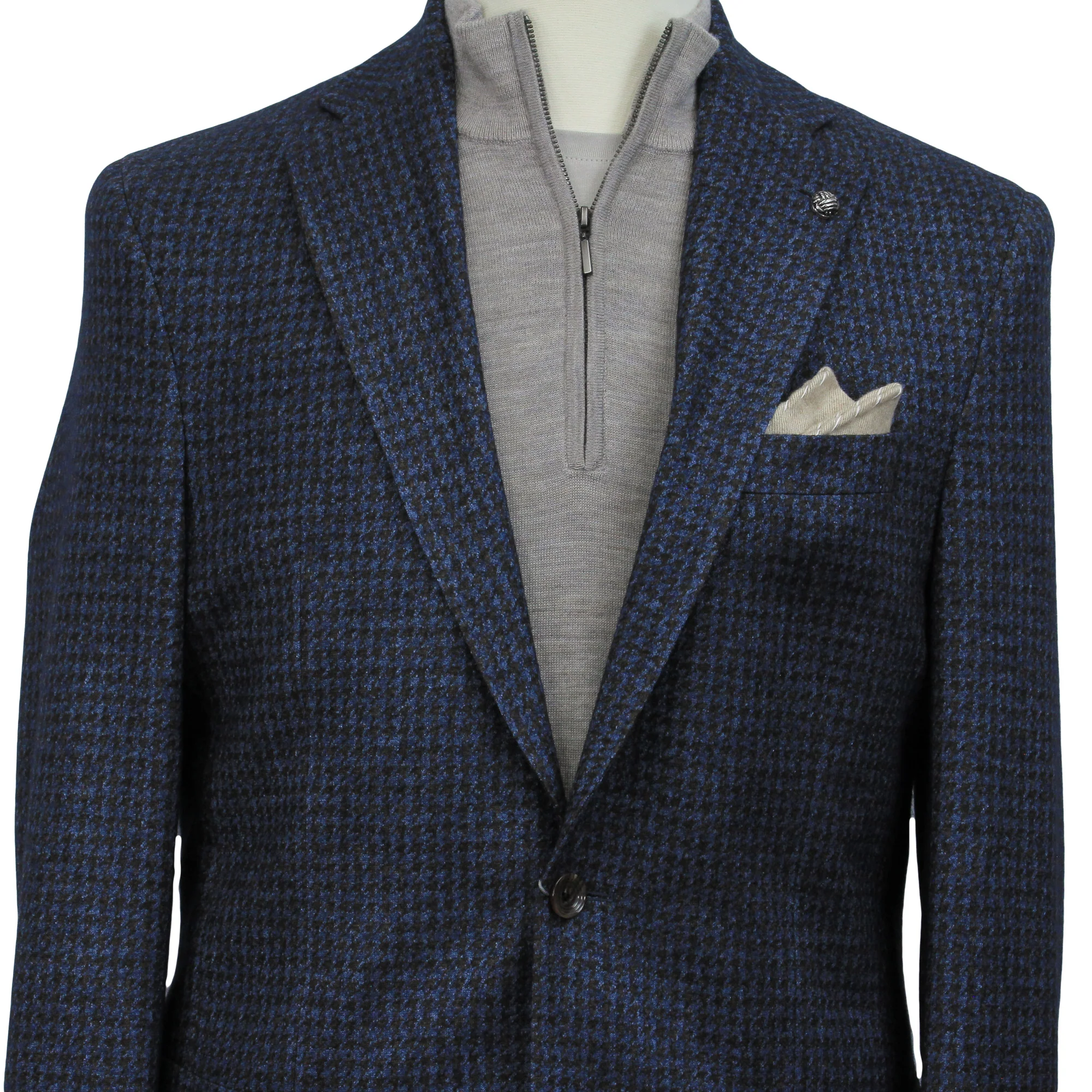 Blue/Brown Houndstooth Silk-Cashmere Hartford Contemporary Sport Jacket - Jack Victor - Image 4